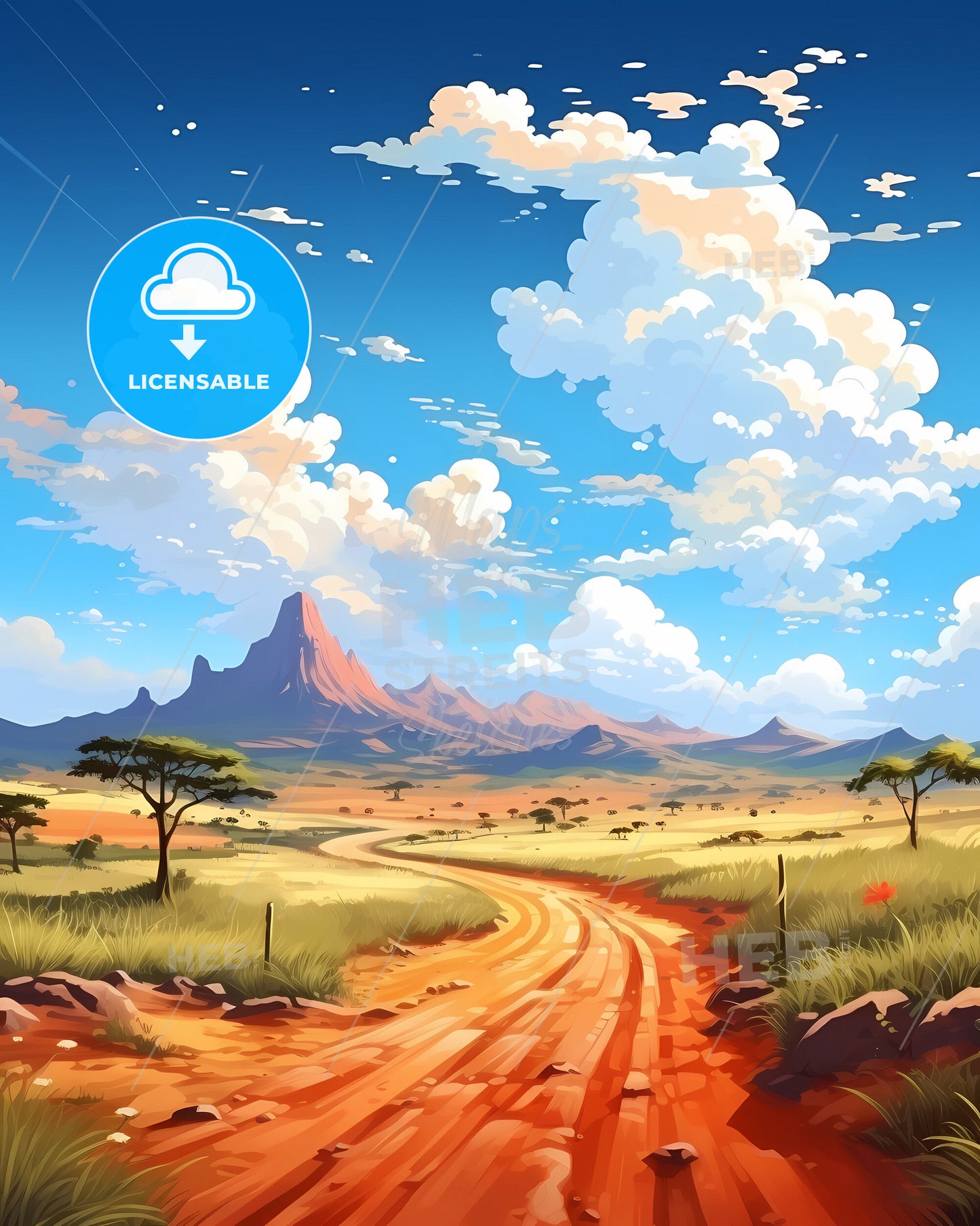 Desert Artwork: Vibrant Painting of Alto Barinas, Venezuela Skyline