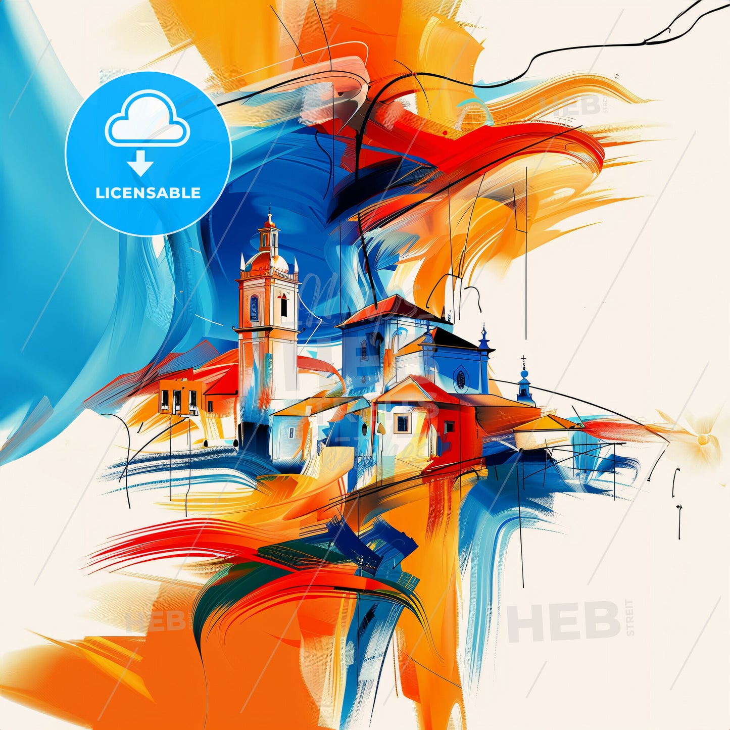 Vibrant Amora, Portugal - A Painting Of A Building