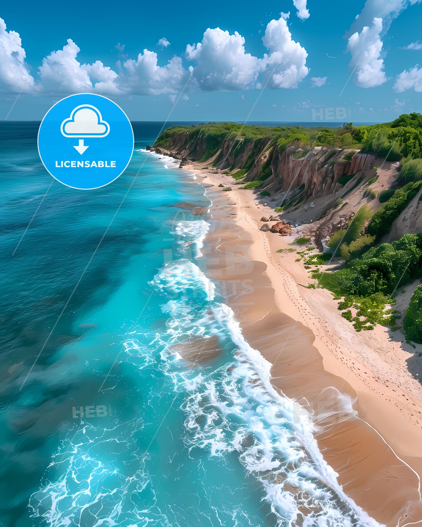 Vibrant Art Depicting Anguilla's Azure Seascape with Sky and Beach