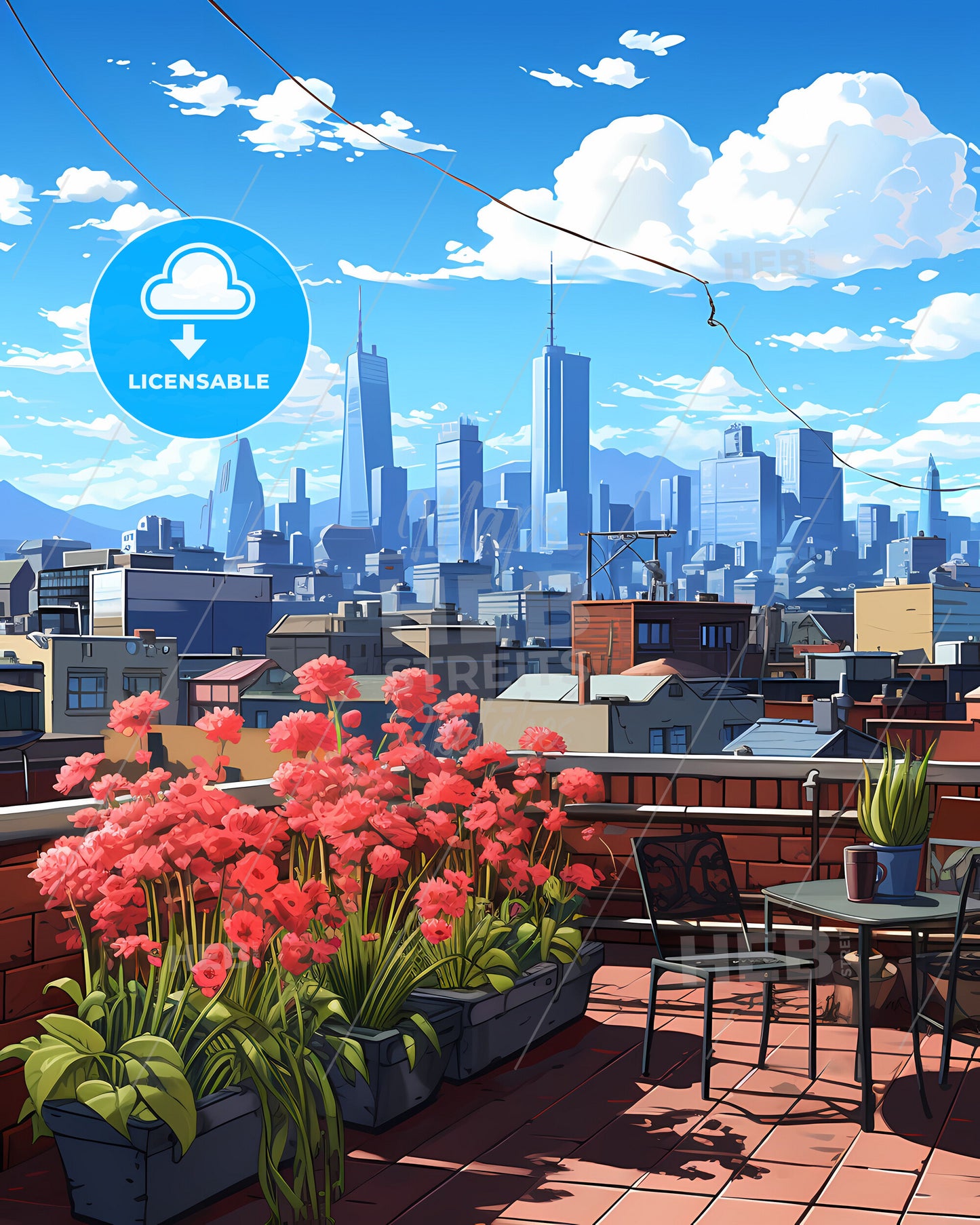 Ansan South Korea Urban Art City Skyline Painting Art Colorful Acrylic Cityscape