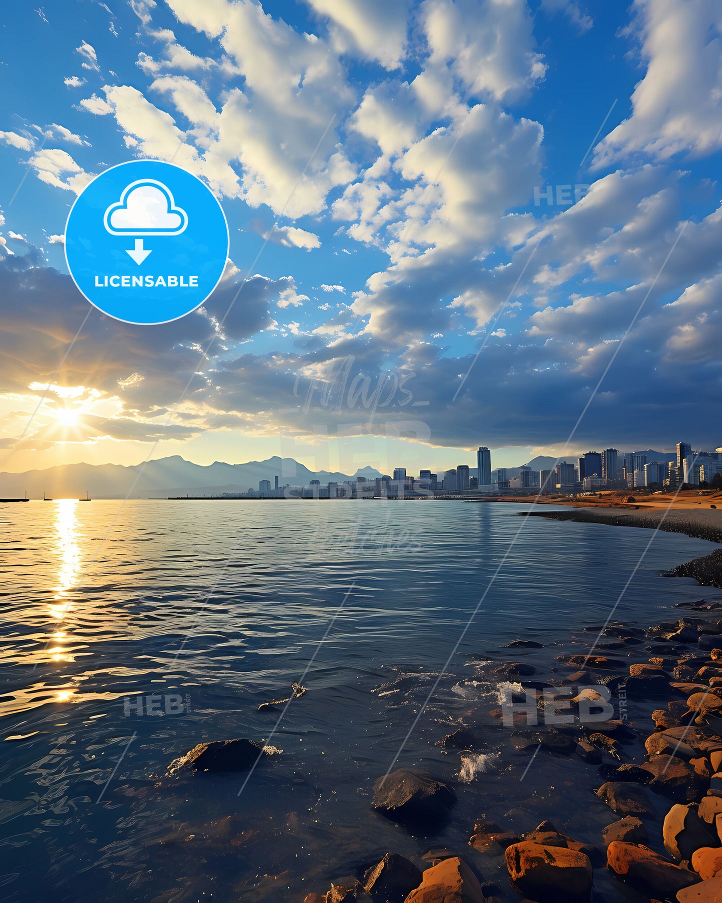 Vibrant Painting of Antofagasta Skyline with City and Sea
