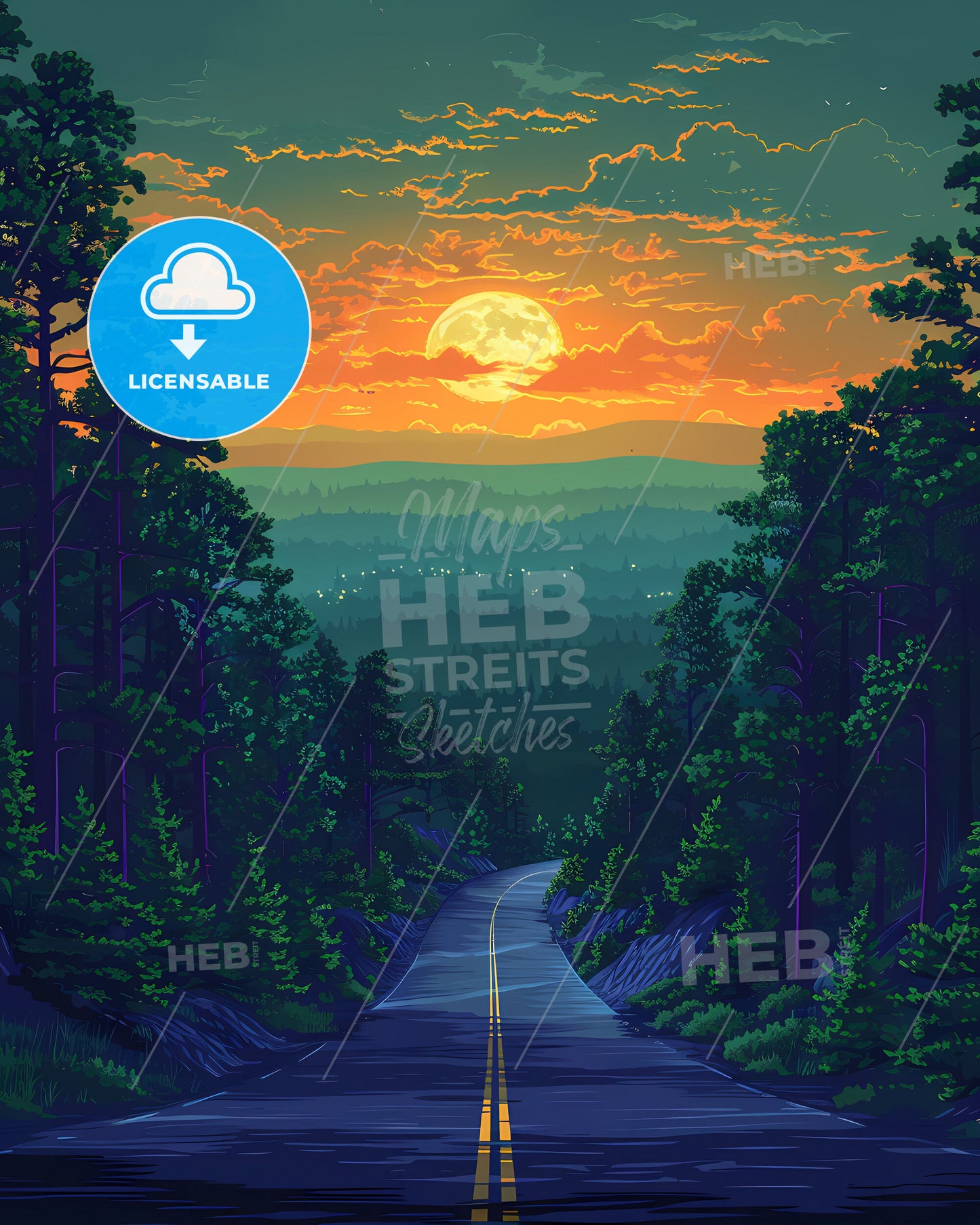 Forest Road Painting Artwork Arkansas USA