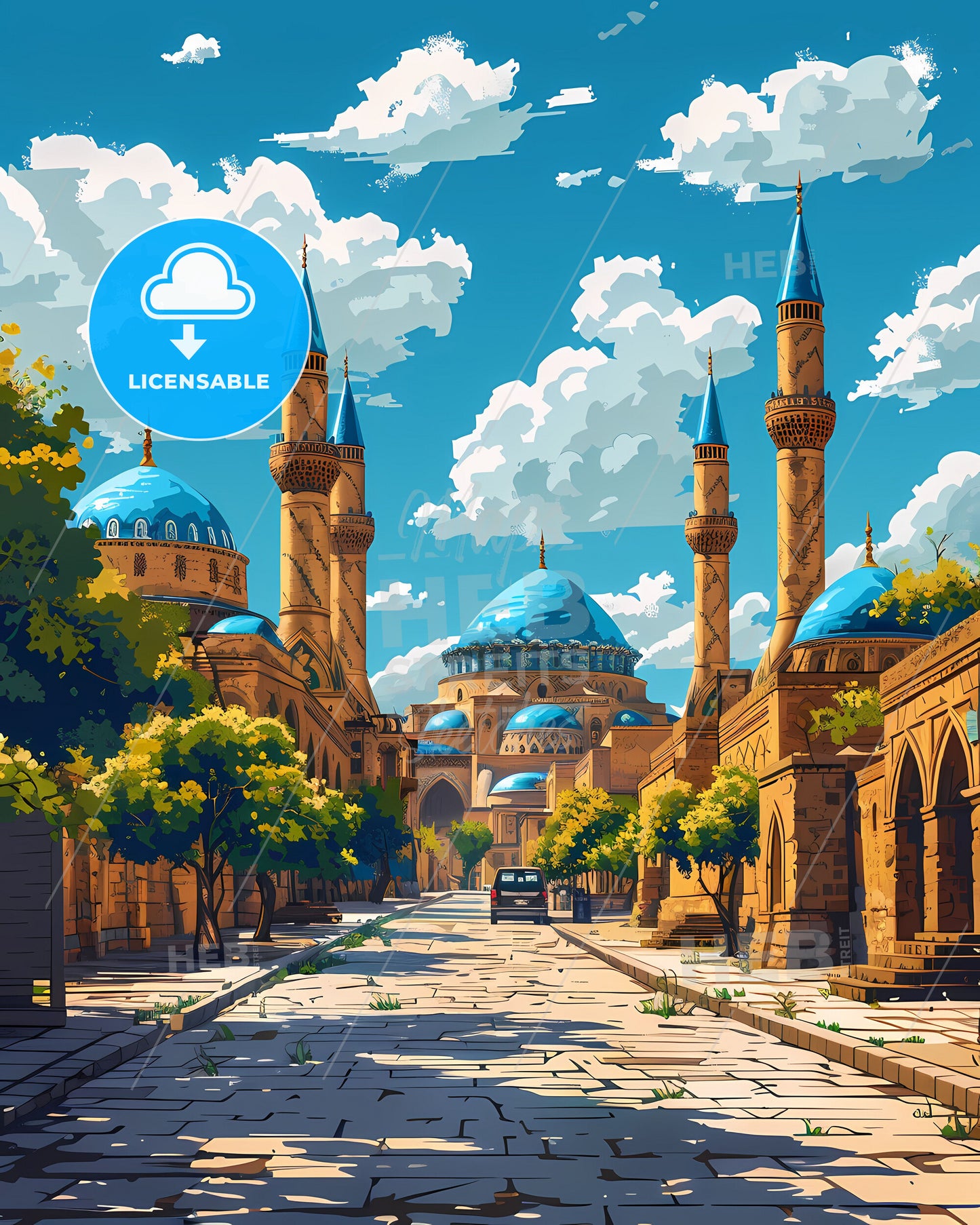 Azerbaijan Street Art Building Cityscape Urban Art Vibrant Colors Decorated Scene