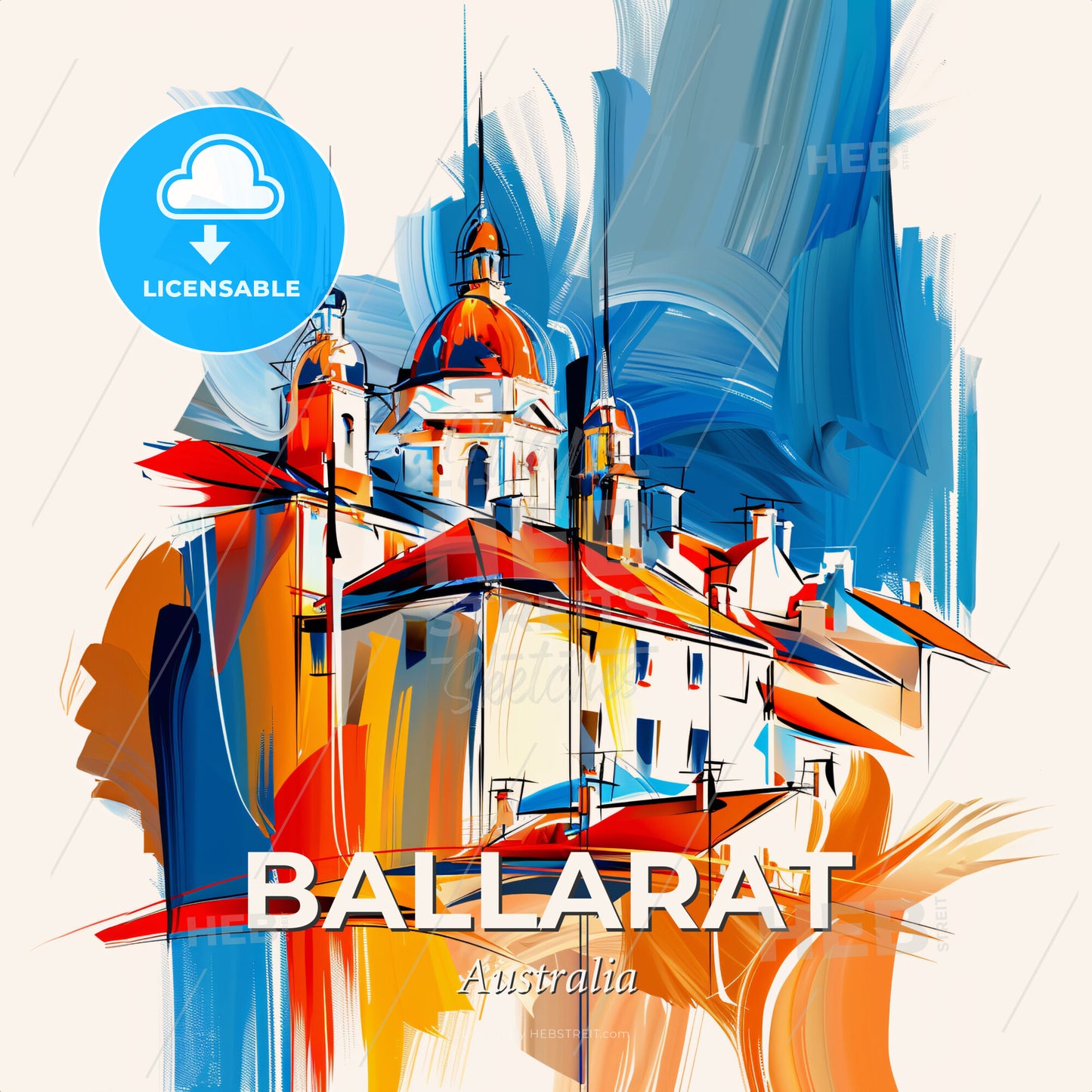 Vibrant Ballarat, Australia - A Painting Of A Building - Square format print template