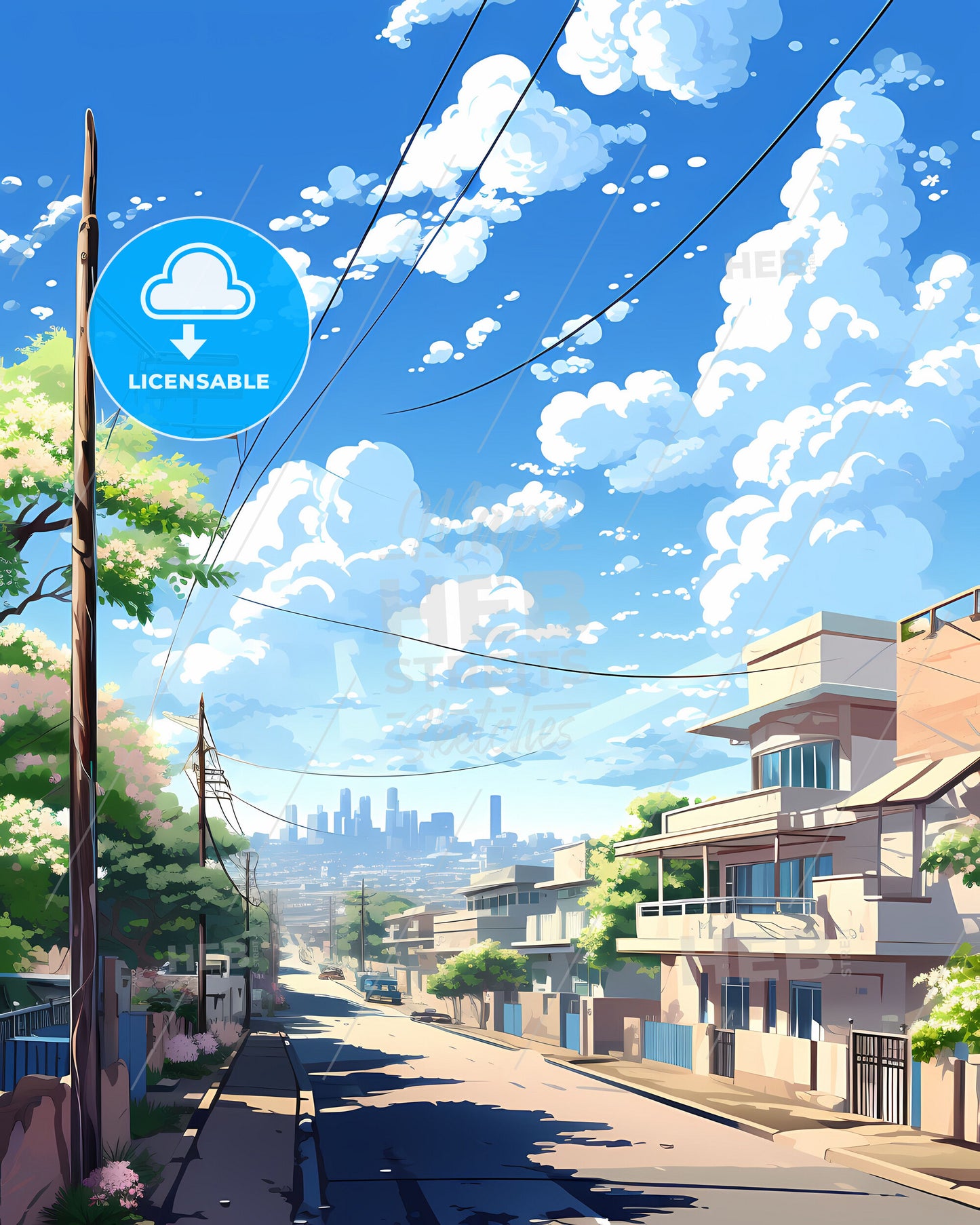 Vibrant Bamako Street Scene - Colorful Mali Capital Skyline Art