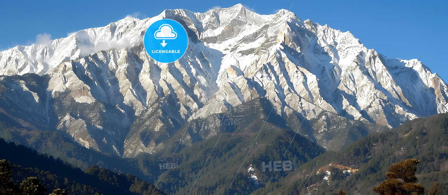 Striking Snow-Covered Mountain Landscape Painting with Artistic Expression