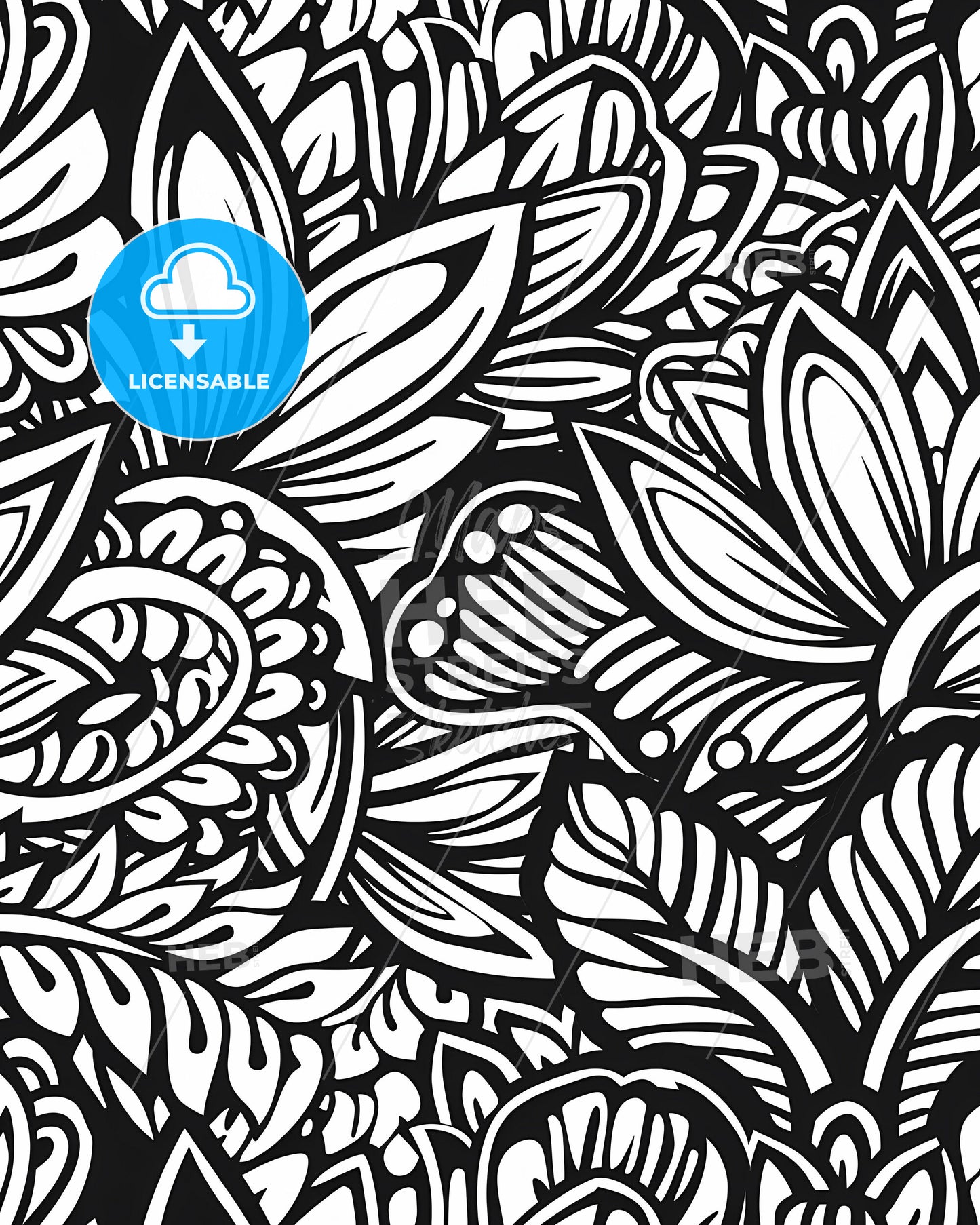 Black and white symmetrical mandala art painting pattern