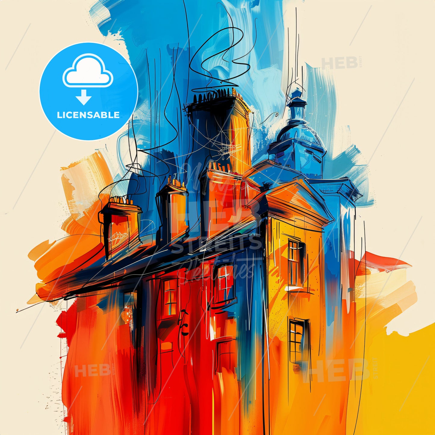 Vibrant Blackburn, England - A Painting Of A Building