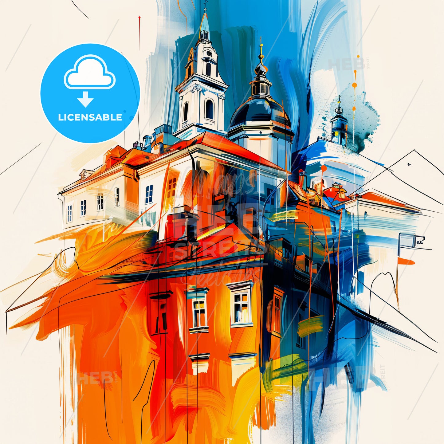 Vibrant Bodø, Norway - A Painting Of A Building With A Steeple