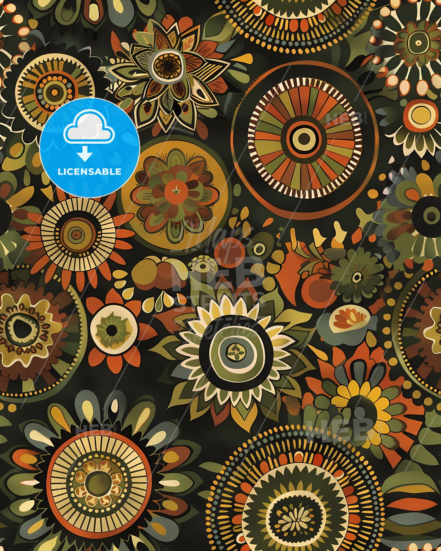 Boho Art Print | Earth Tone Abstract Painting | Floral and Geometric Pattern