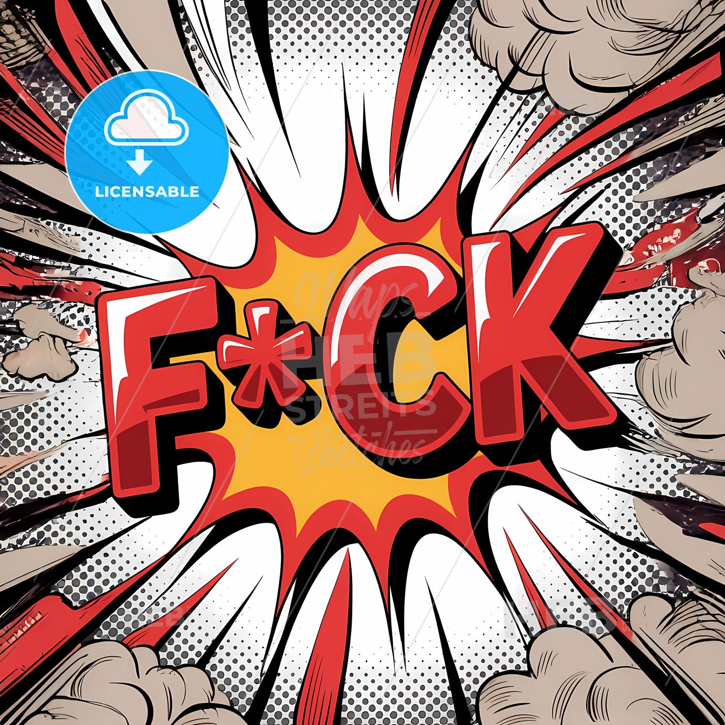 Bold Comic Blast: Glossy F*CK Explosion in Dynamic 3D Style