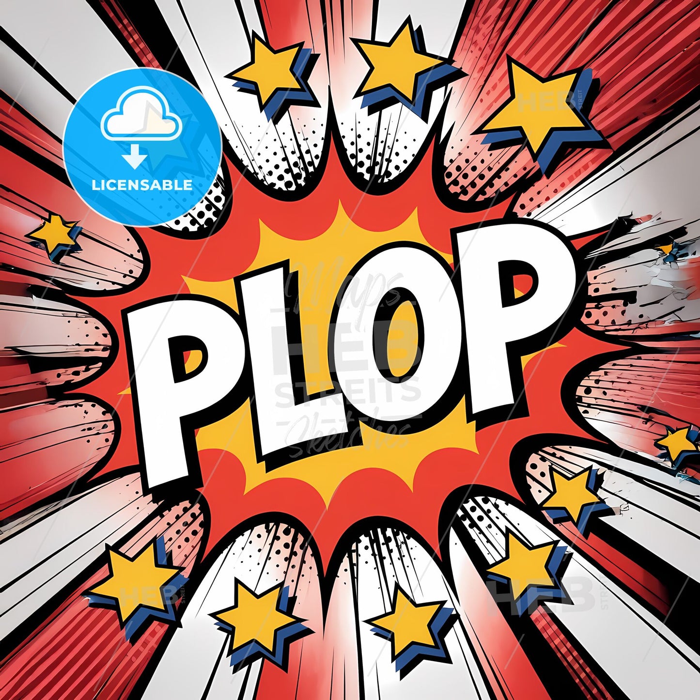 Bold Comic Burst: Dynamic PLOP Sound Effect Explosion Art Print