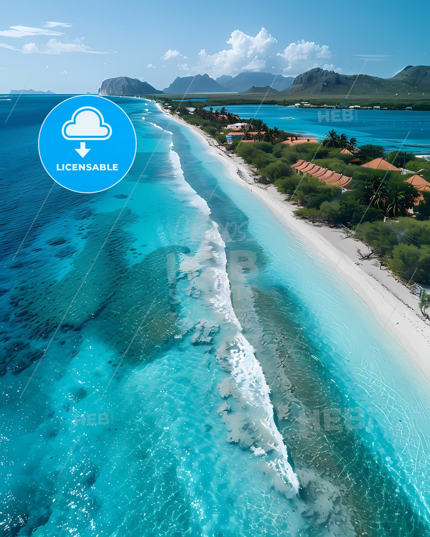 Caribbean Beach Houses Vibrant Painting Bonaire North America