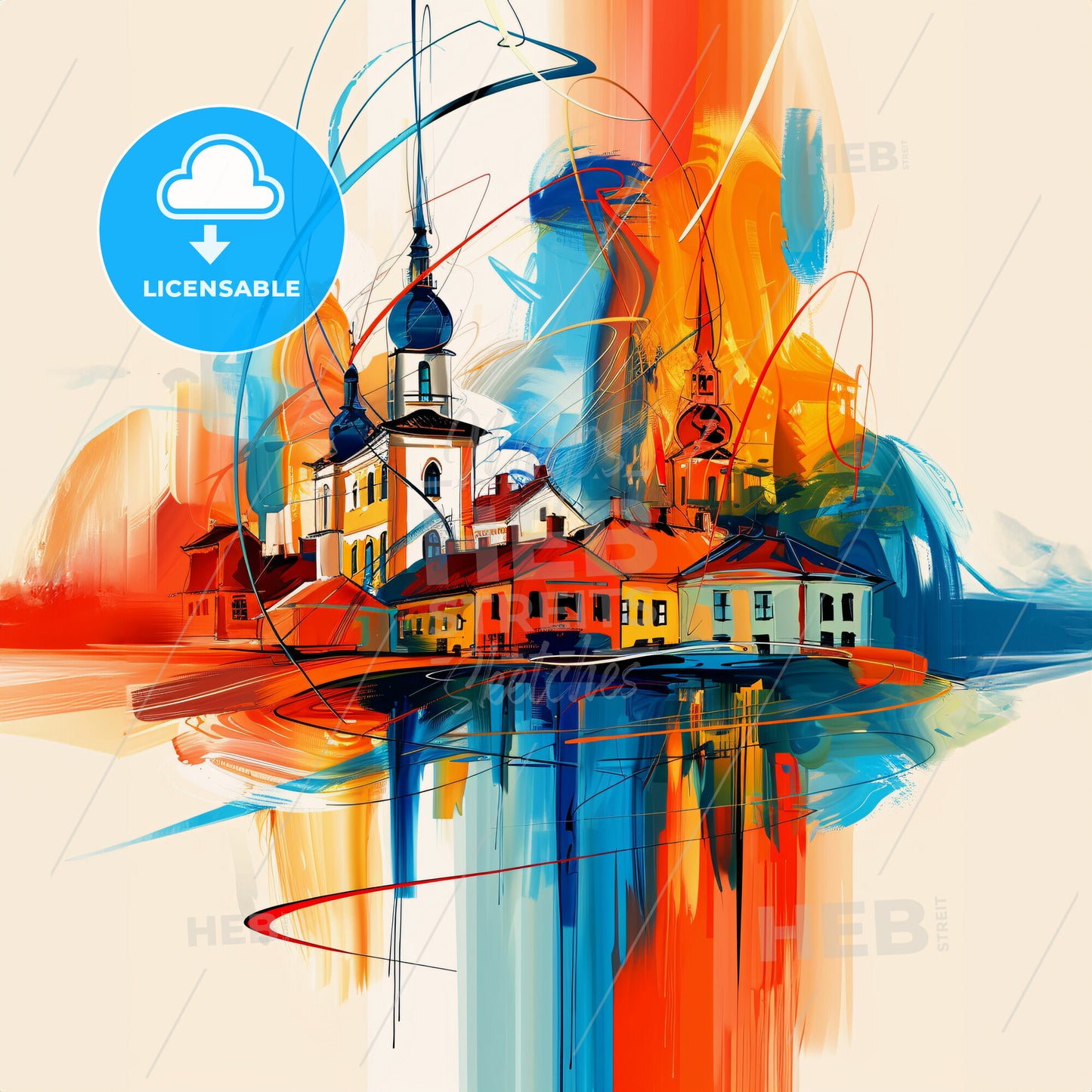 Vibrant Borlänge, Sweden - A Painting Of A Building