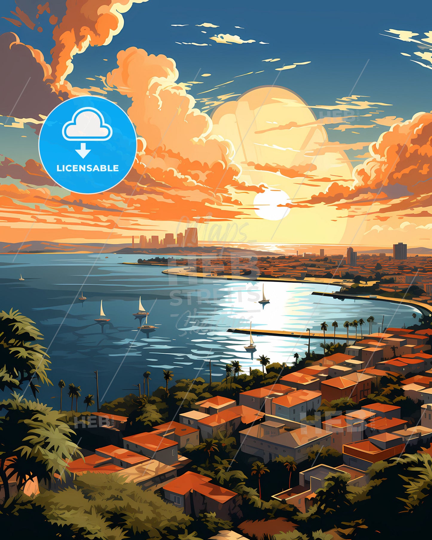 Bouake Ivory Coast City Skyline Art Painting Colorful Landscape Artwork