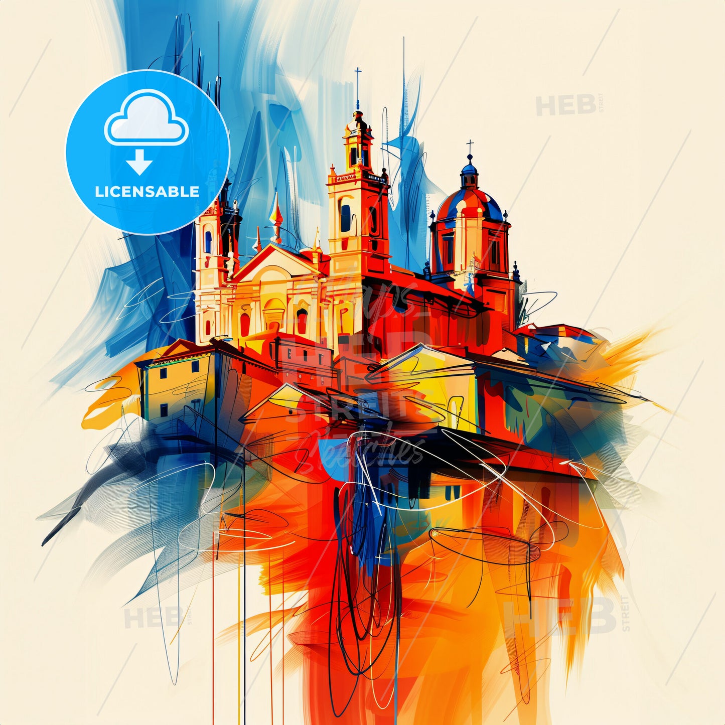 Vibrant Braga, Portugal - A Painting Of A Building