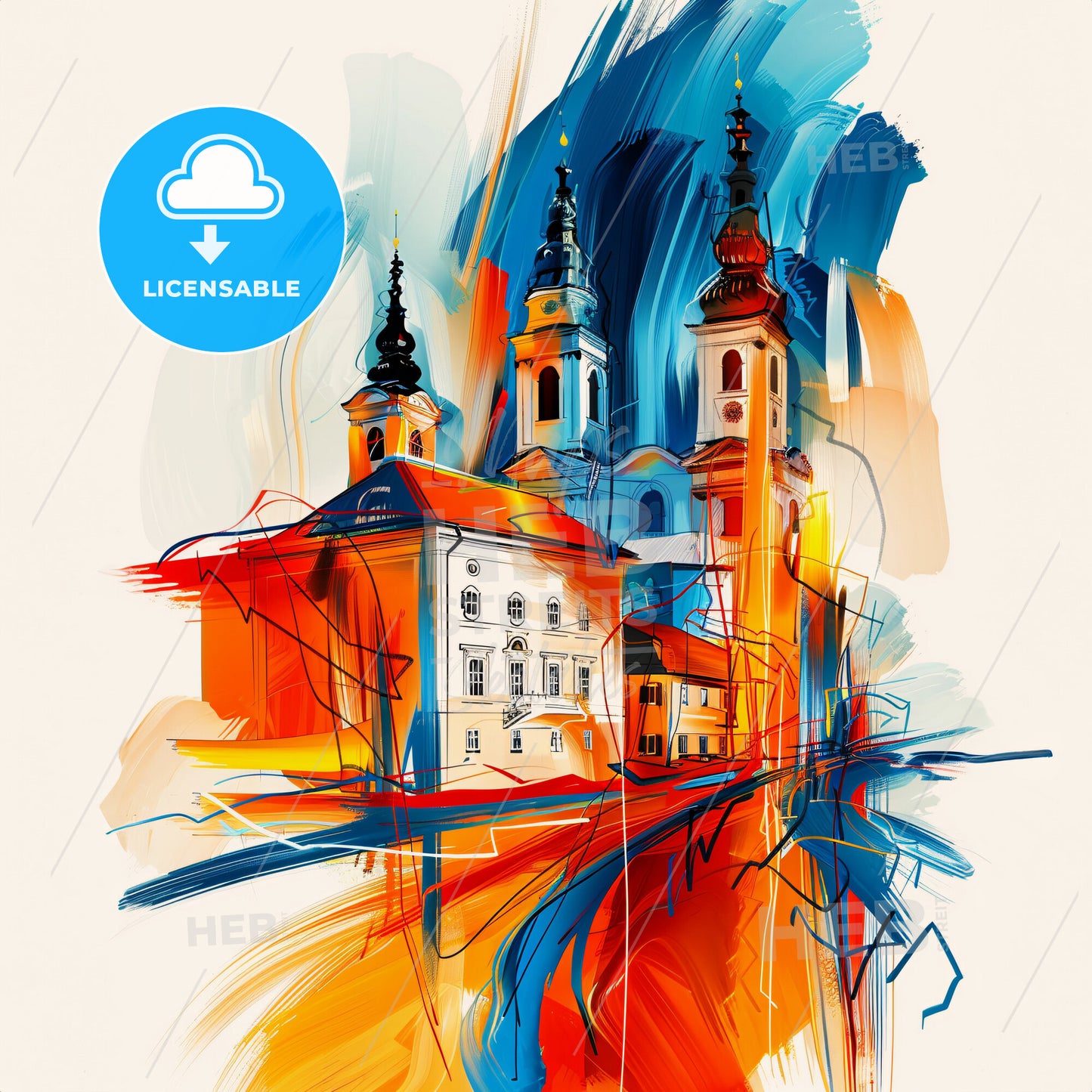Vibrant Bratislava, Slovakia - A Painting Of A Building