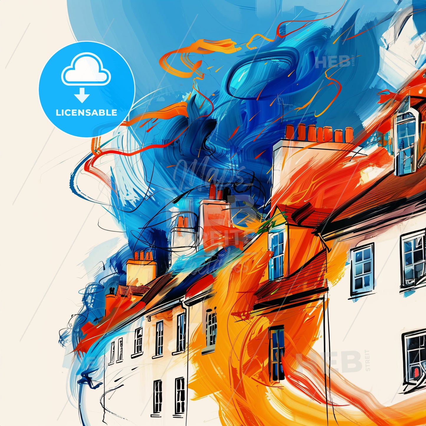 Vibrant Bray, Ireland - A Painting Of A Group Of Buildings