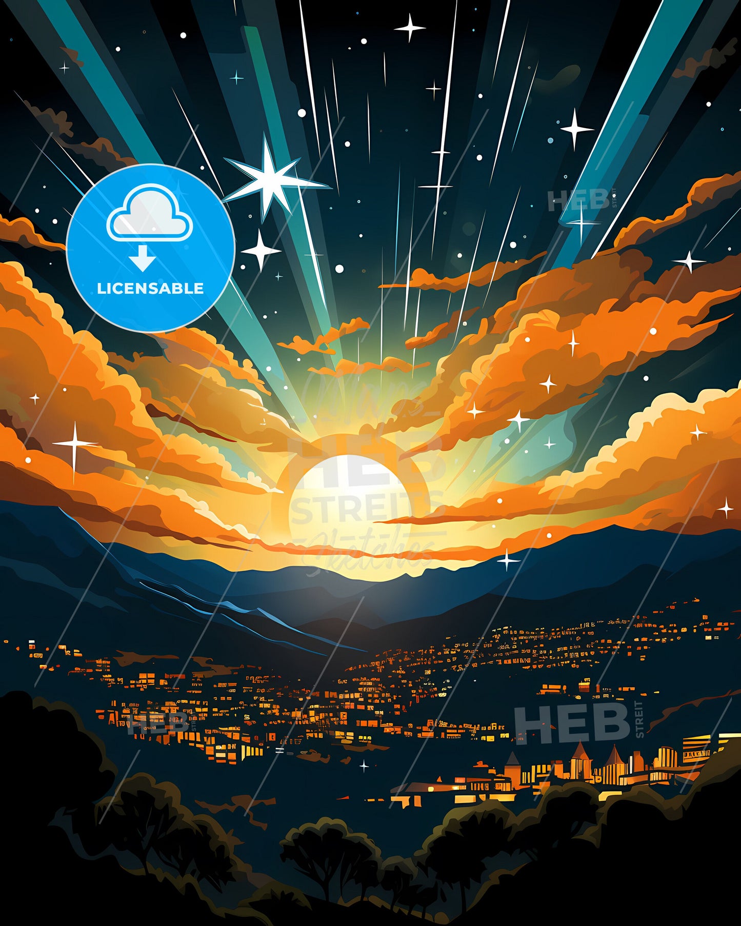 Pastel Skyline Of Bucaramanga City In Colombia During Sunset - Colorful Art