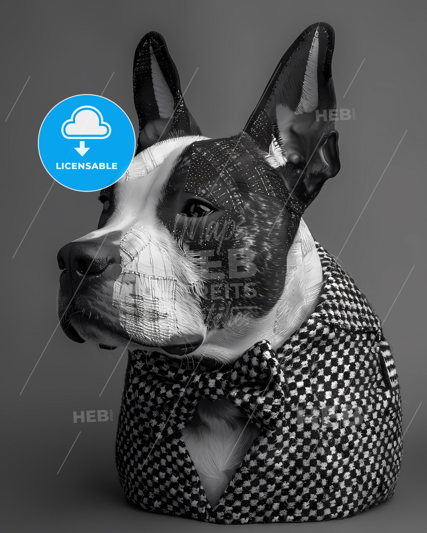 Artful Painting: A Canine Gentleman in Bow Tie and Suit