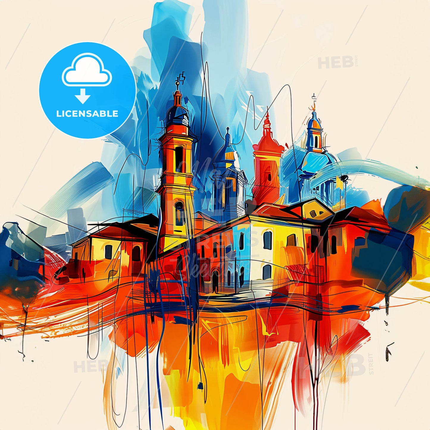 Vibrant Busto Arsizio, Italy - A Painting Of A Building