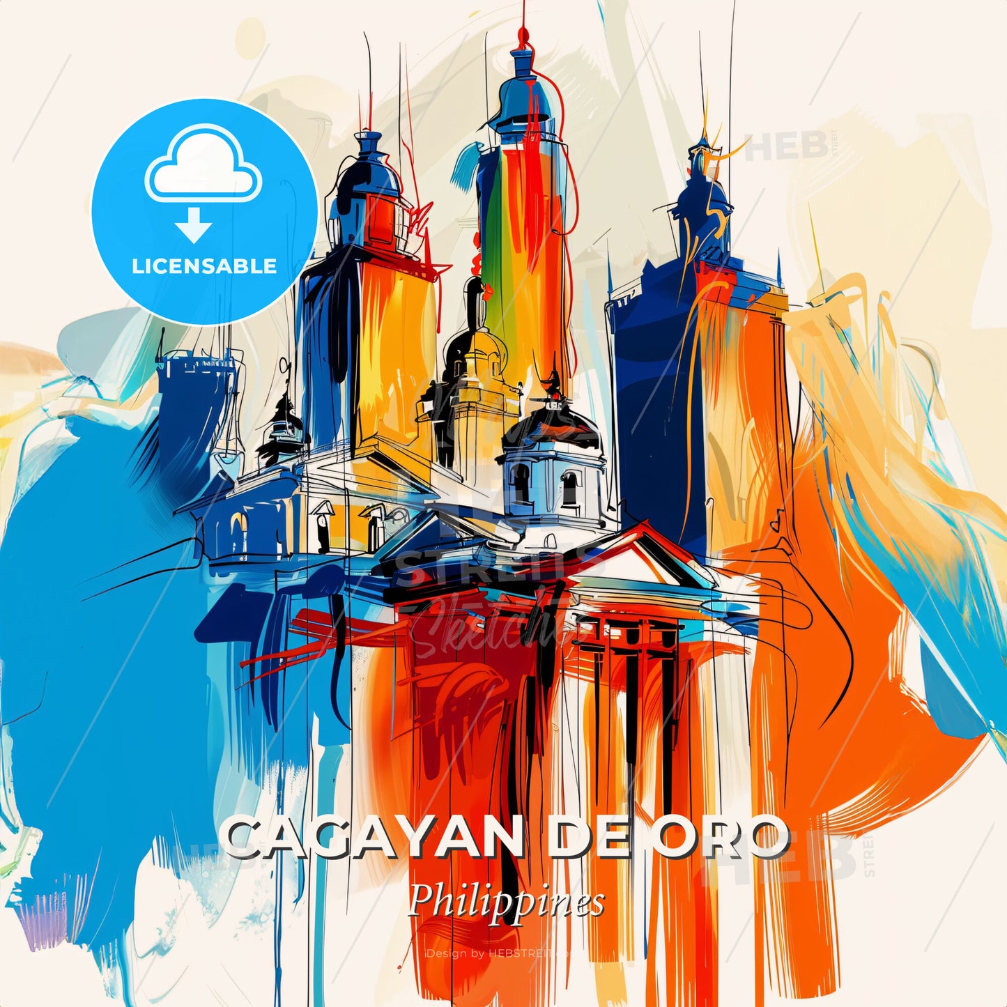 Vibrant Cagayan De Oro, Philippines - A Painting Of A Building - Square format print template