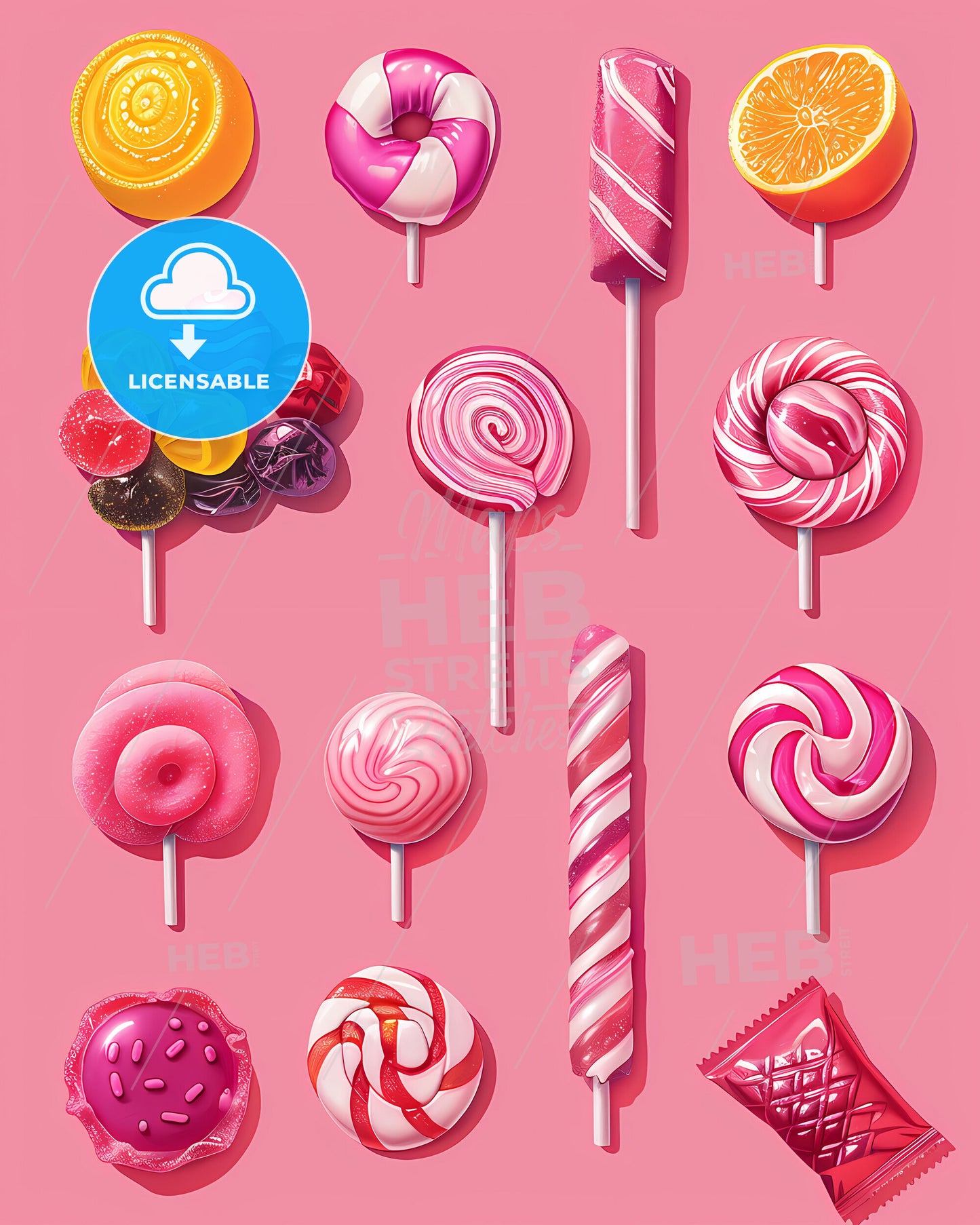 Abstract Expressionism Art Candy Colorful Confections Dessert Lollipop Painting Pastel Sweets