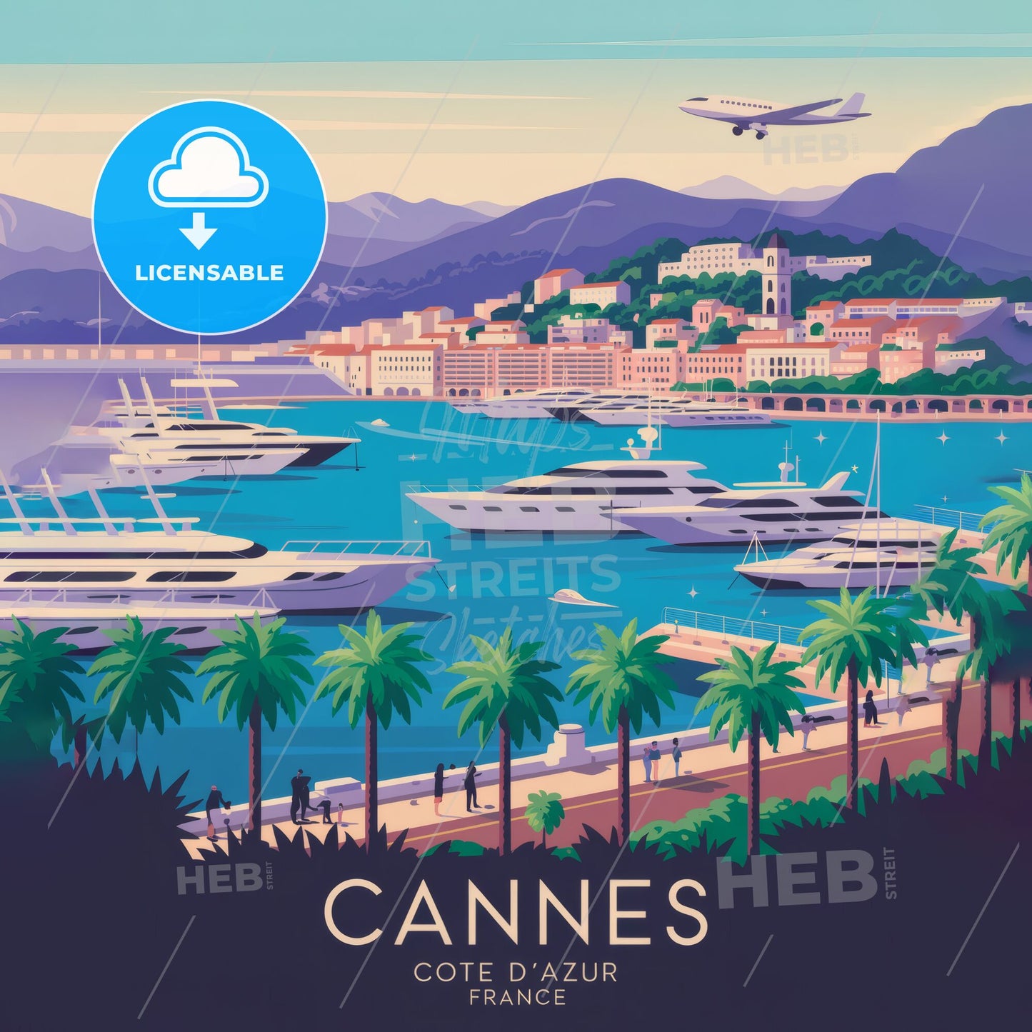 Cannes: A Stunning Coastal Paradise with Luxury Yachts and Breathtaking Mountain Views in Côte d'Azur, France.