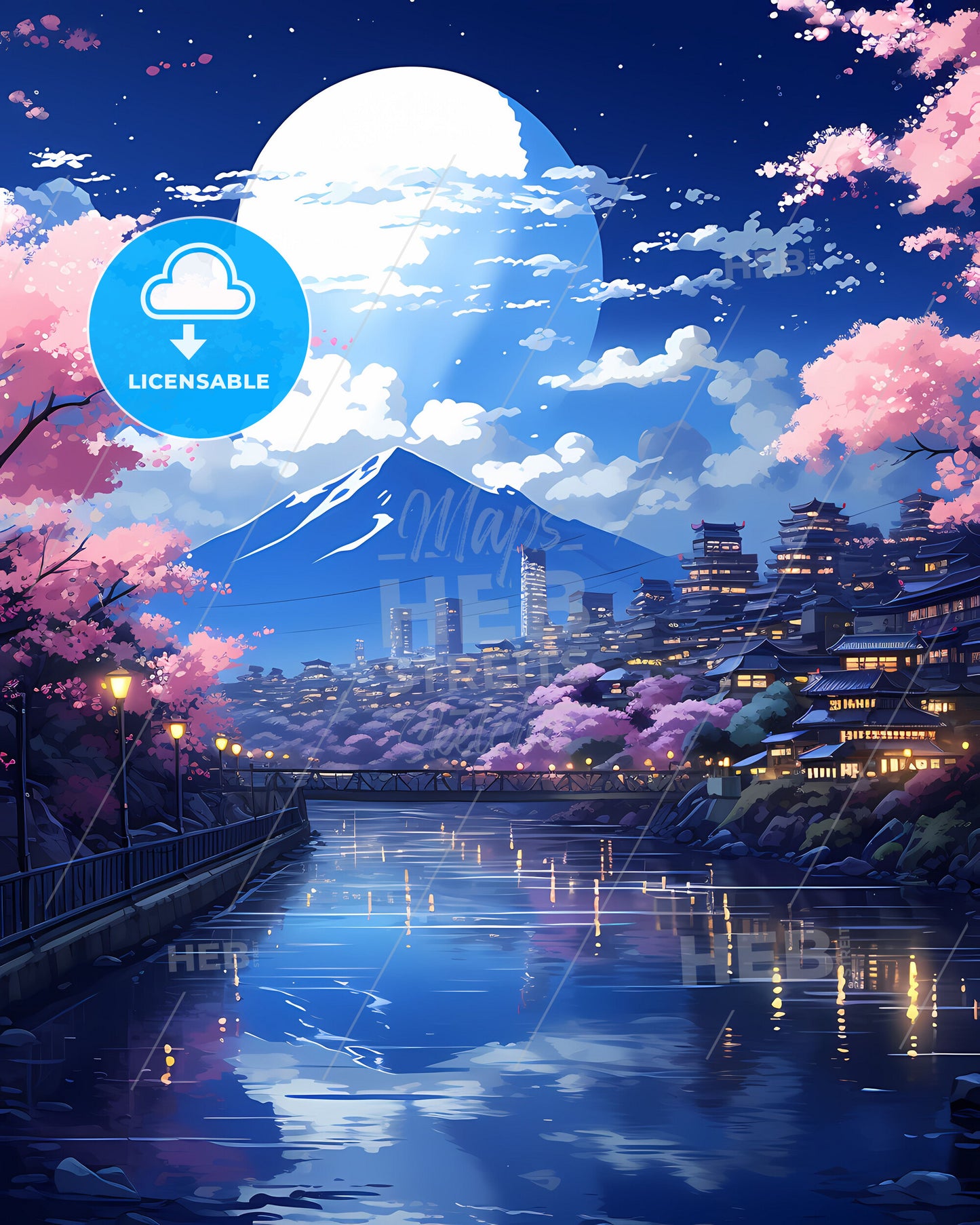 Vibrant Oil Painting of Canoas Cityscape with River, City and Mountain View