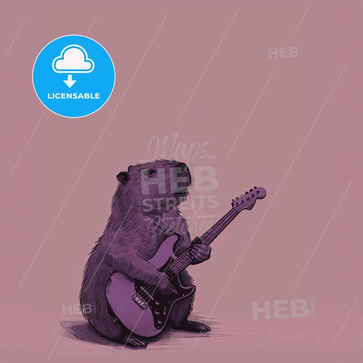 A Cartoon Of A Beaver Playing A Guitar