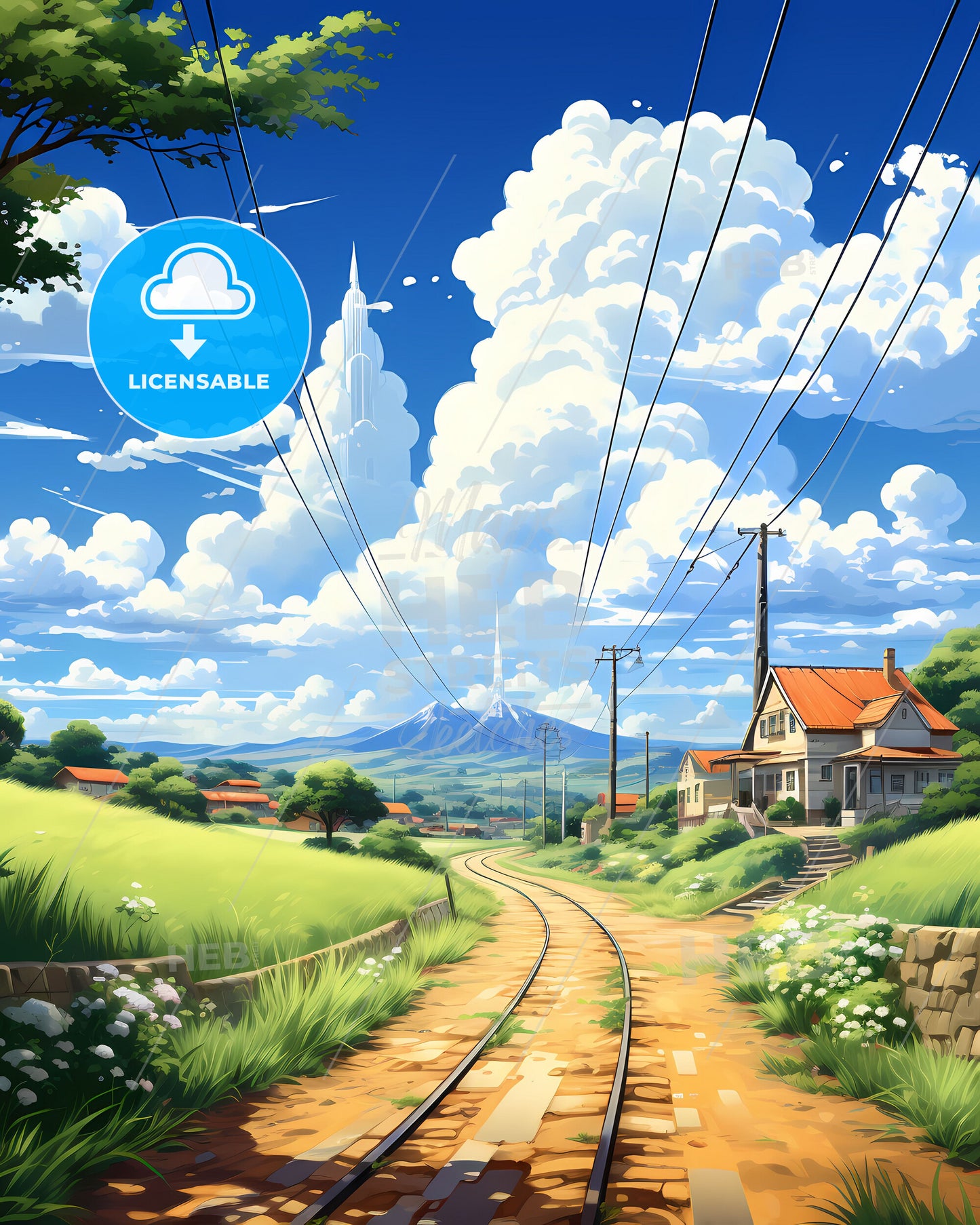 Vibrant Cascavel Brazil Skyline Art Print - Railway Village Scenic Painting