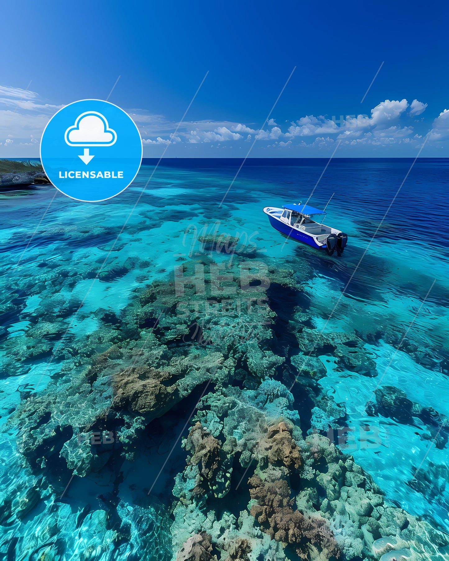 Painting of a Boat on the Sea in the Cayman Islands, North America, Digital Art, Artwork, Canvas, Prints, Home Decor