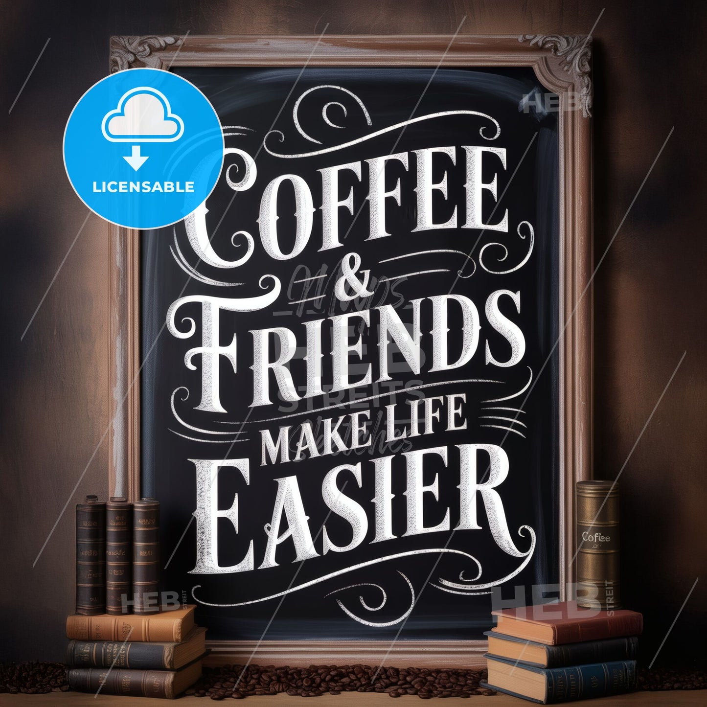 Chalkboard Art with Inspiring Coffee and Friends Quote for Cozy Café Atmosphere