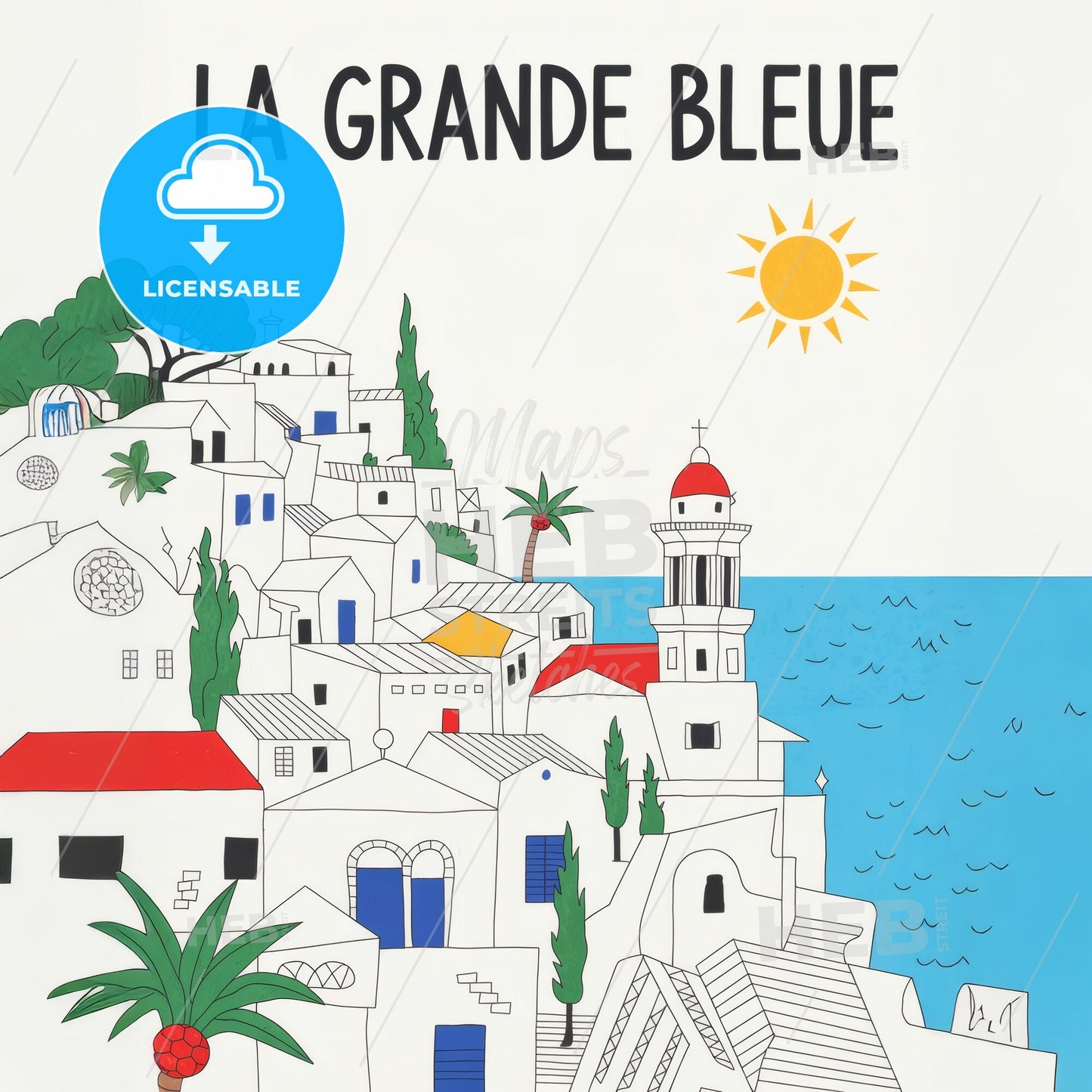 Charming Mediterranean Haven: La Grande Bleue Coastal Escape Print