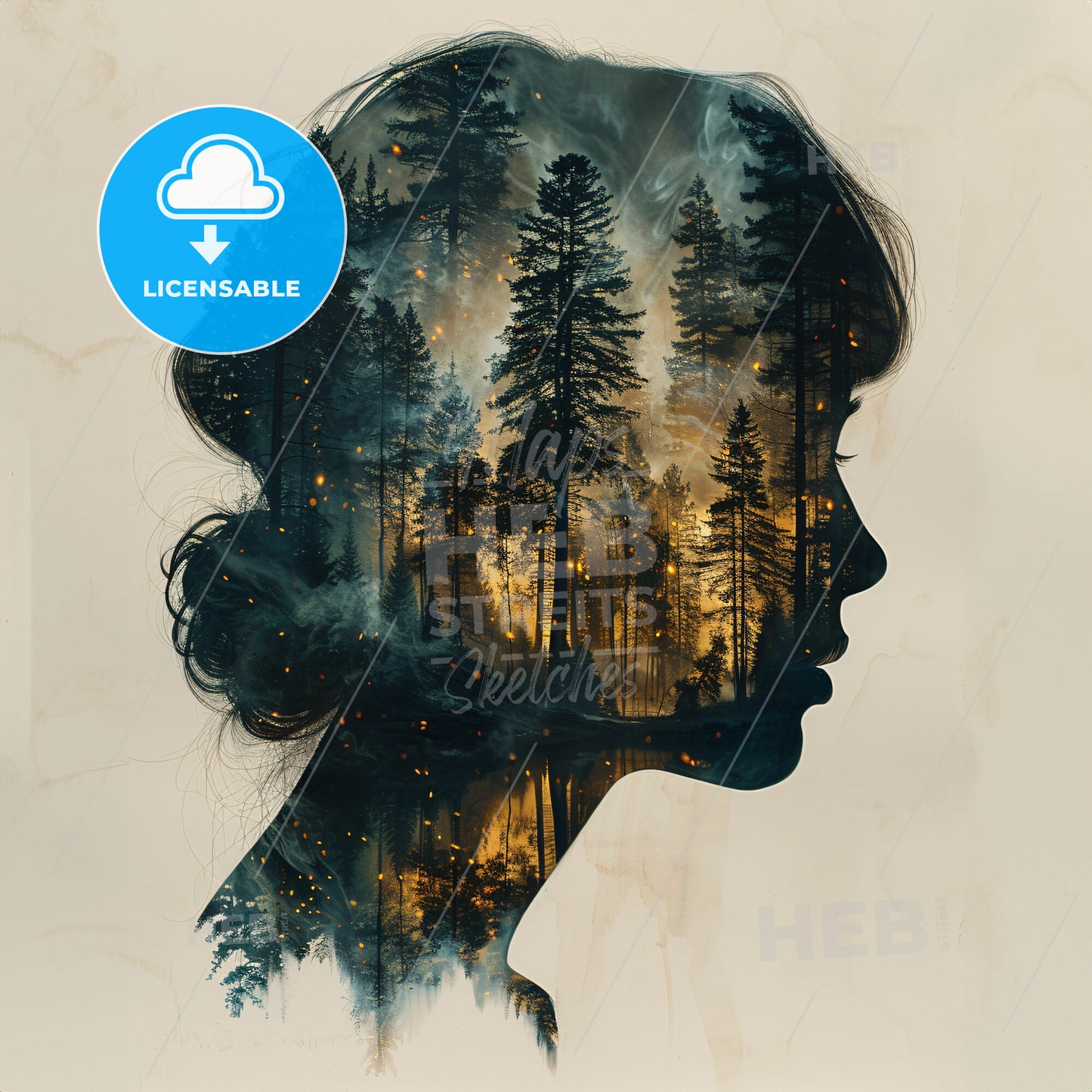 Chasing Fireflies: Magic Under the Moonlight - A womans face with trees in the background