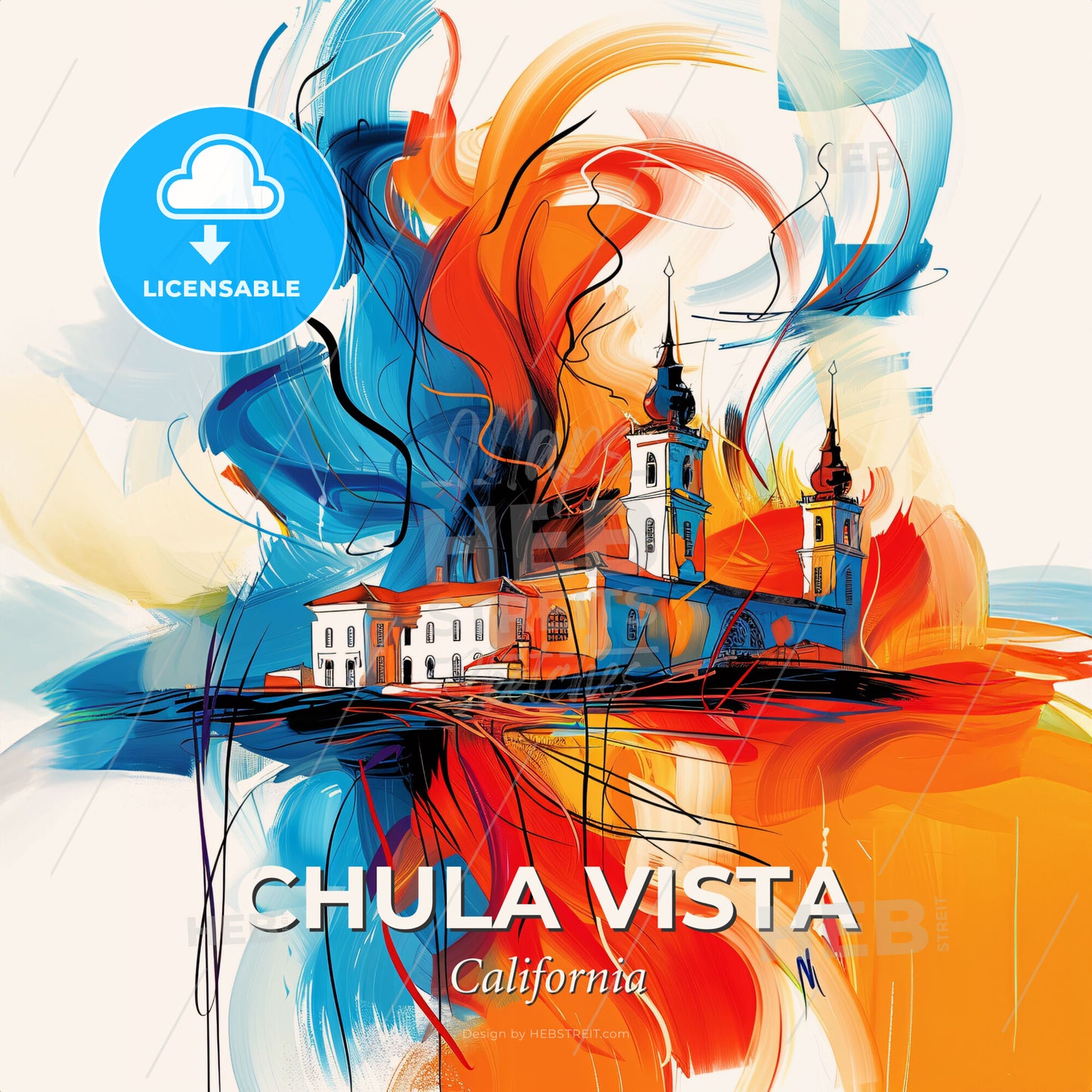 Vibrant Chula Vista, California - A Painting Of A Building With Colorful Paint - Square format print template