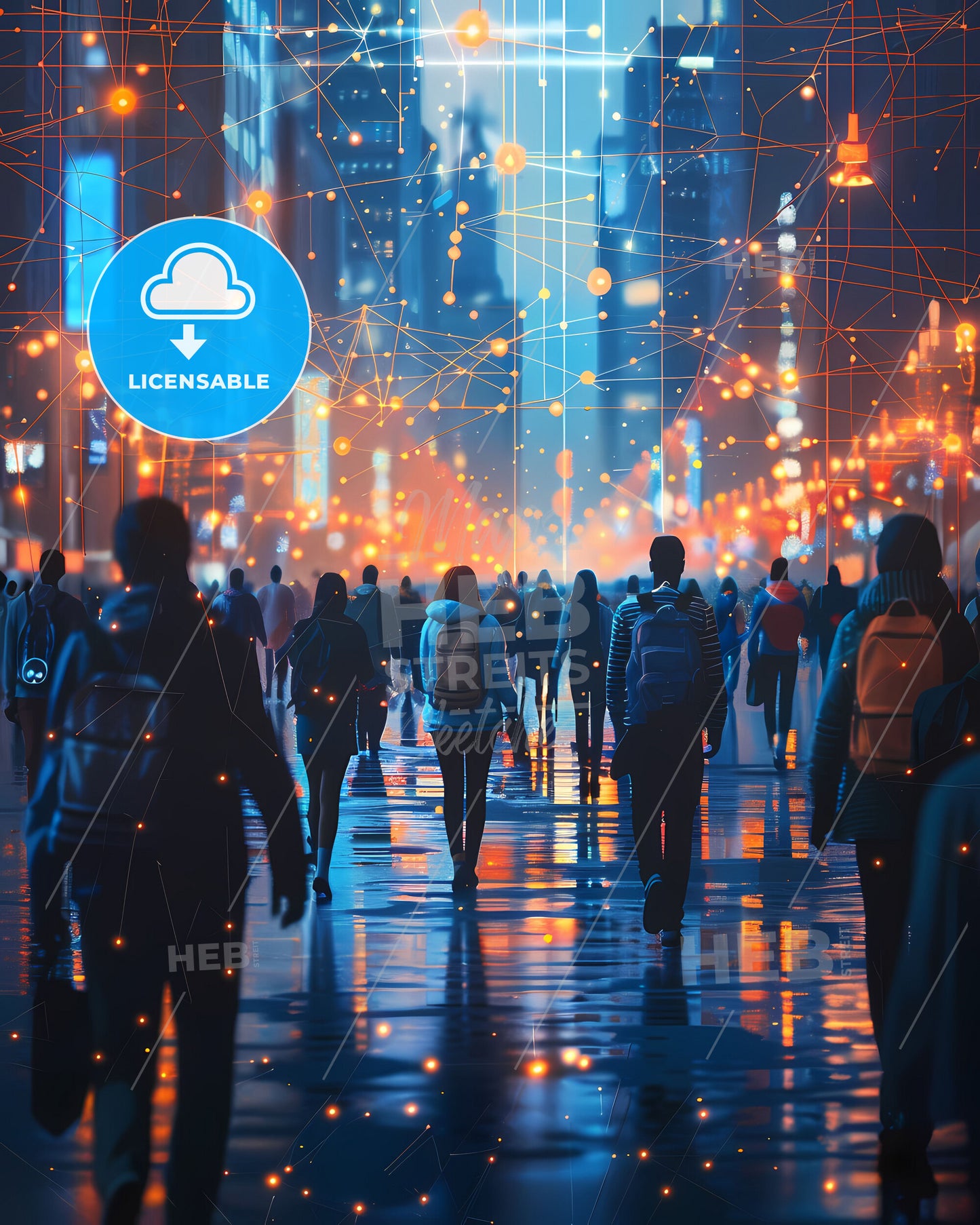 Abstract Metropolis Blockchain City Scene Wealth Investment Art