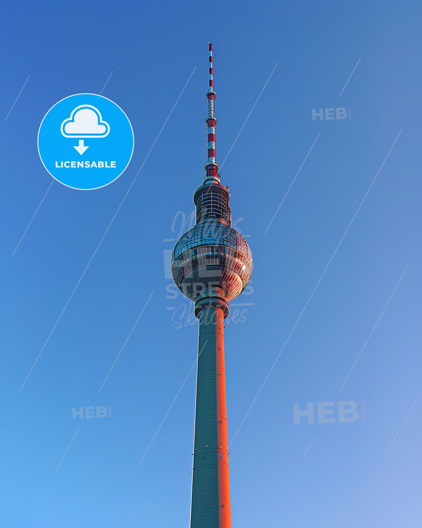 Painting of Berlin Fernsehturm Tower Architecture Bauhaus Style Modern Art