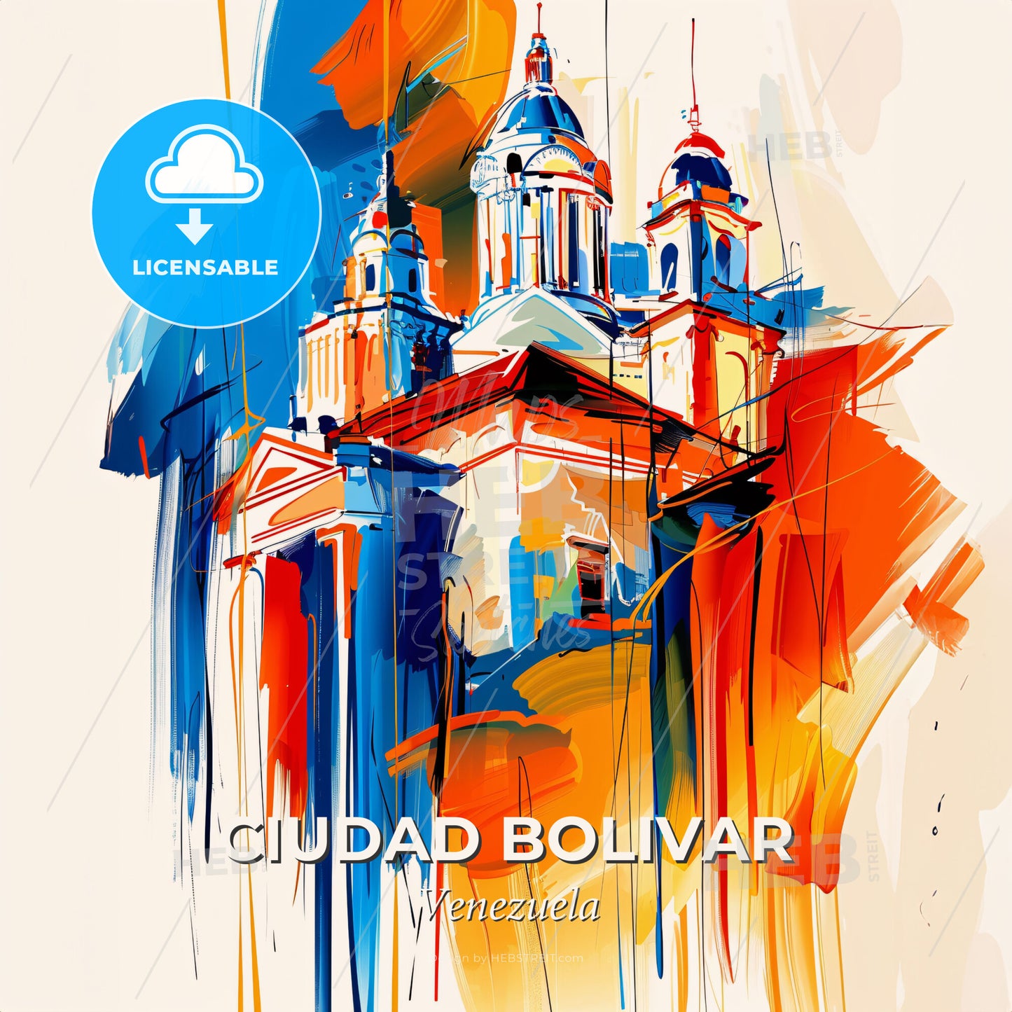 Vibrant Ciudad Bolivar, Venezuela - A Painting Of A Building With Colorful Paint - Square format print template
