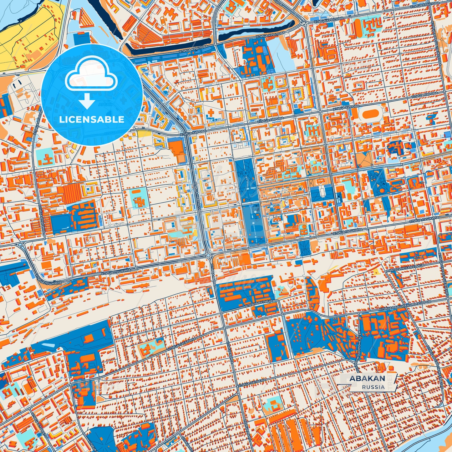 Canvas Print Template of Abakan Street Map