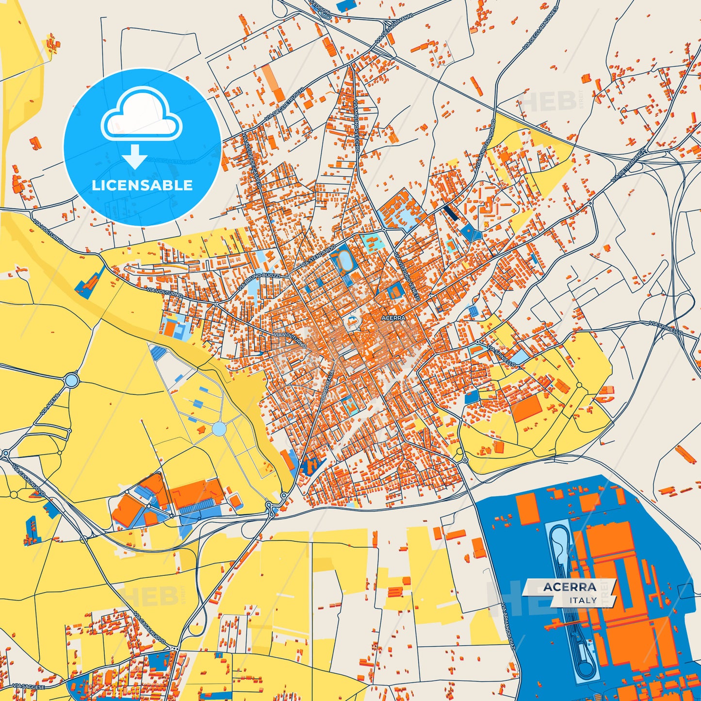 Canvas Print Template of Acerra Street Map