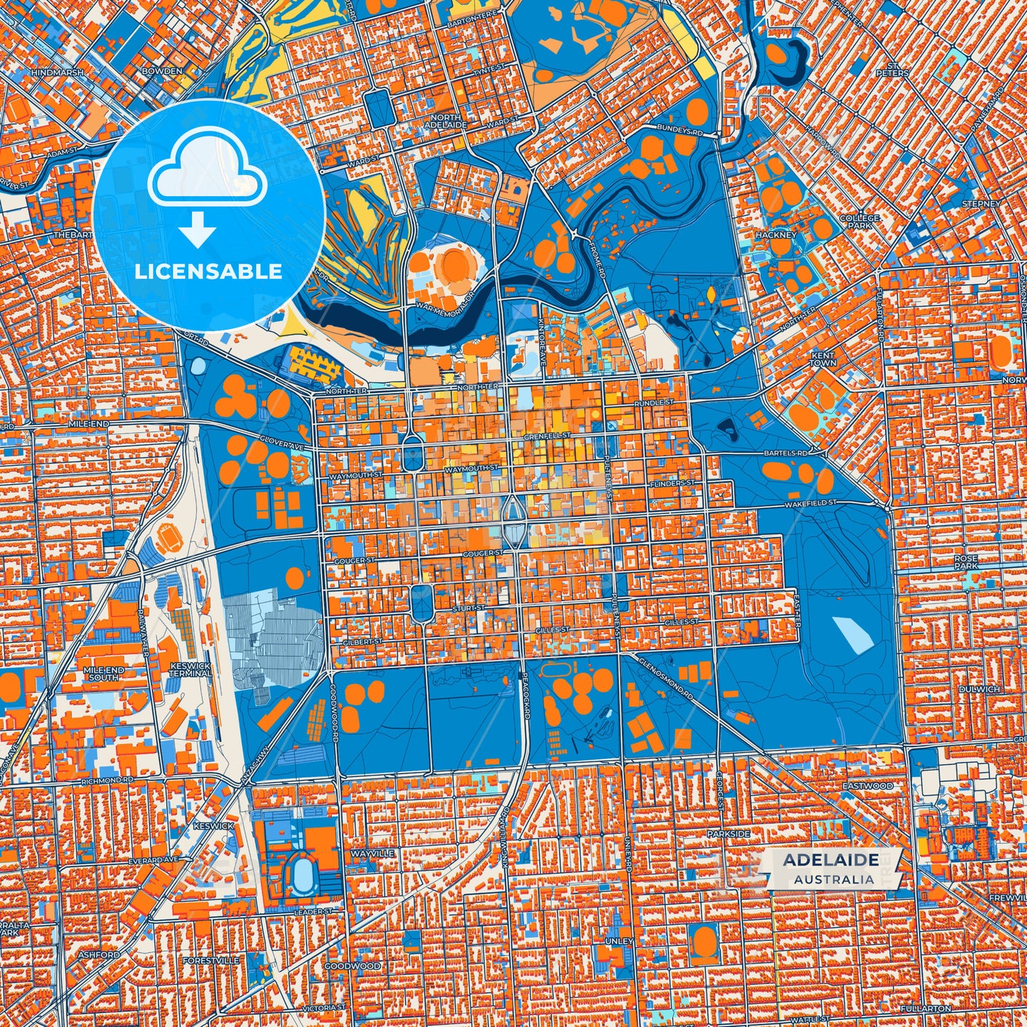 Canvas Print Template of Adelaide Street Map