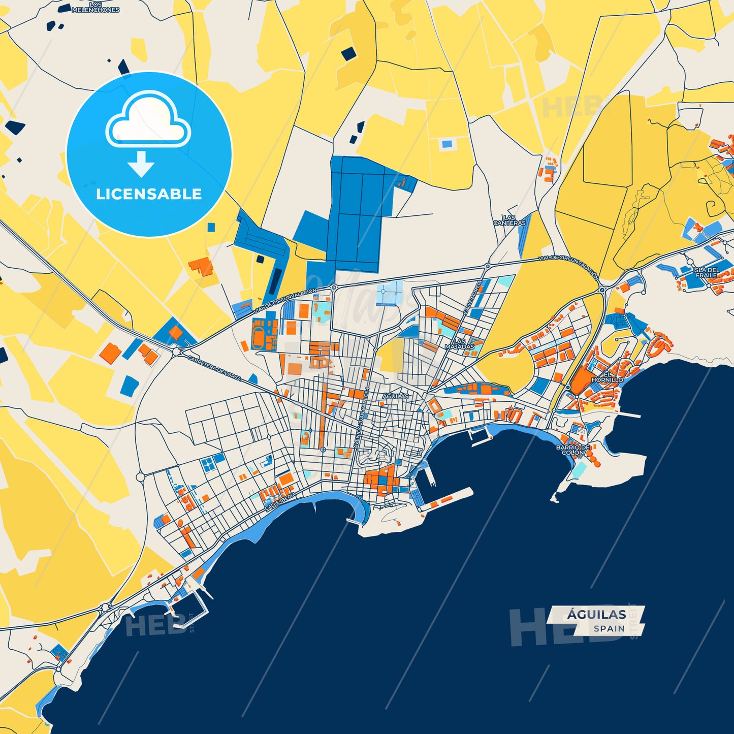 Canvas Print Template of Águilas Street Map