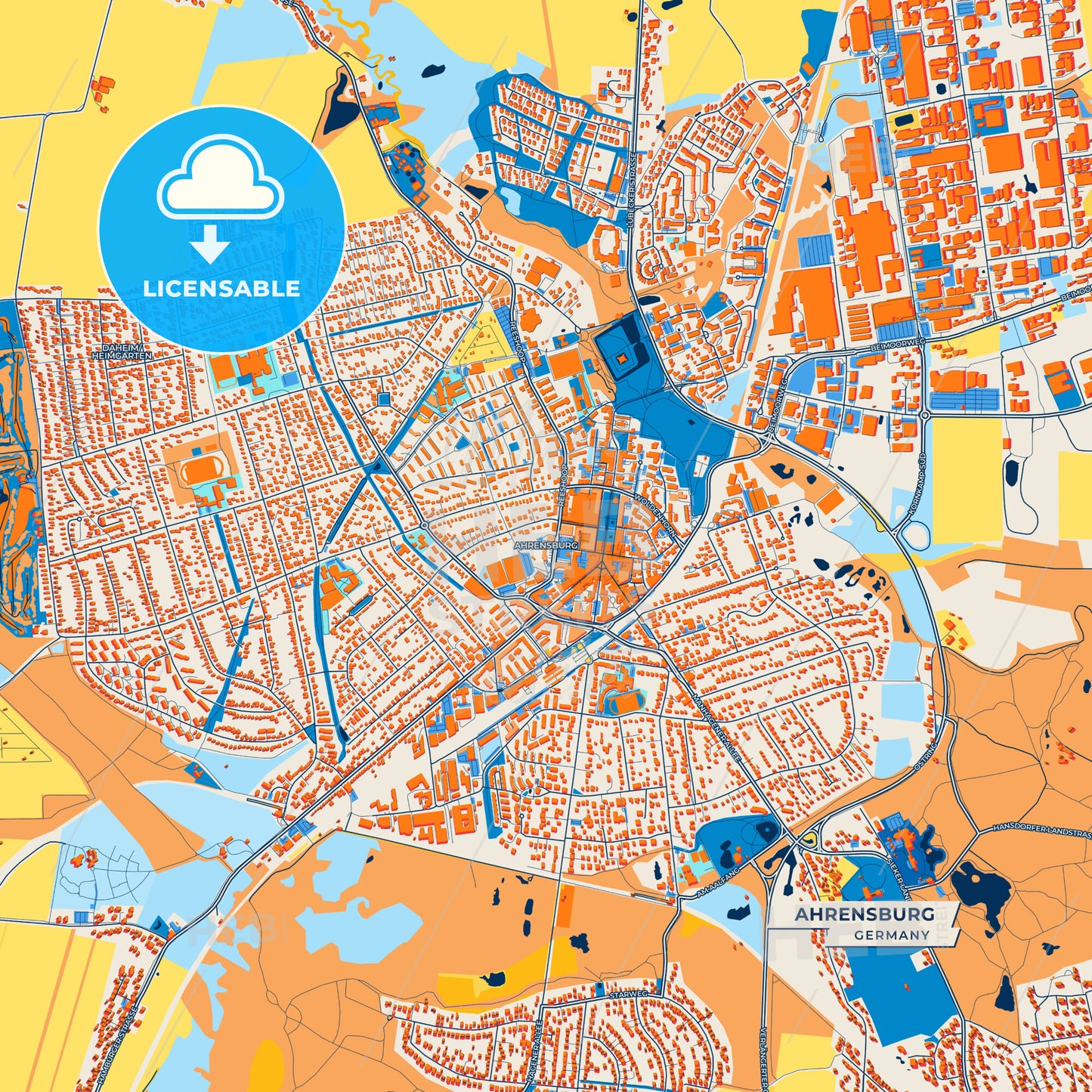 Canvas Print Template of Ahrensburg Street Map