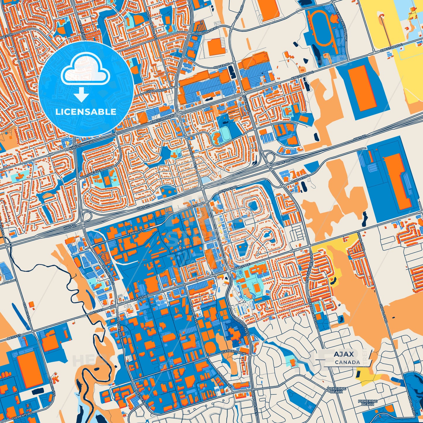 Canvas Print Template of Ajax Street Map