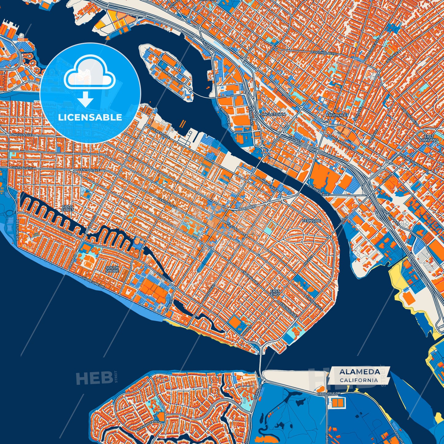 Canvas Print Template of Alameda Street Map