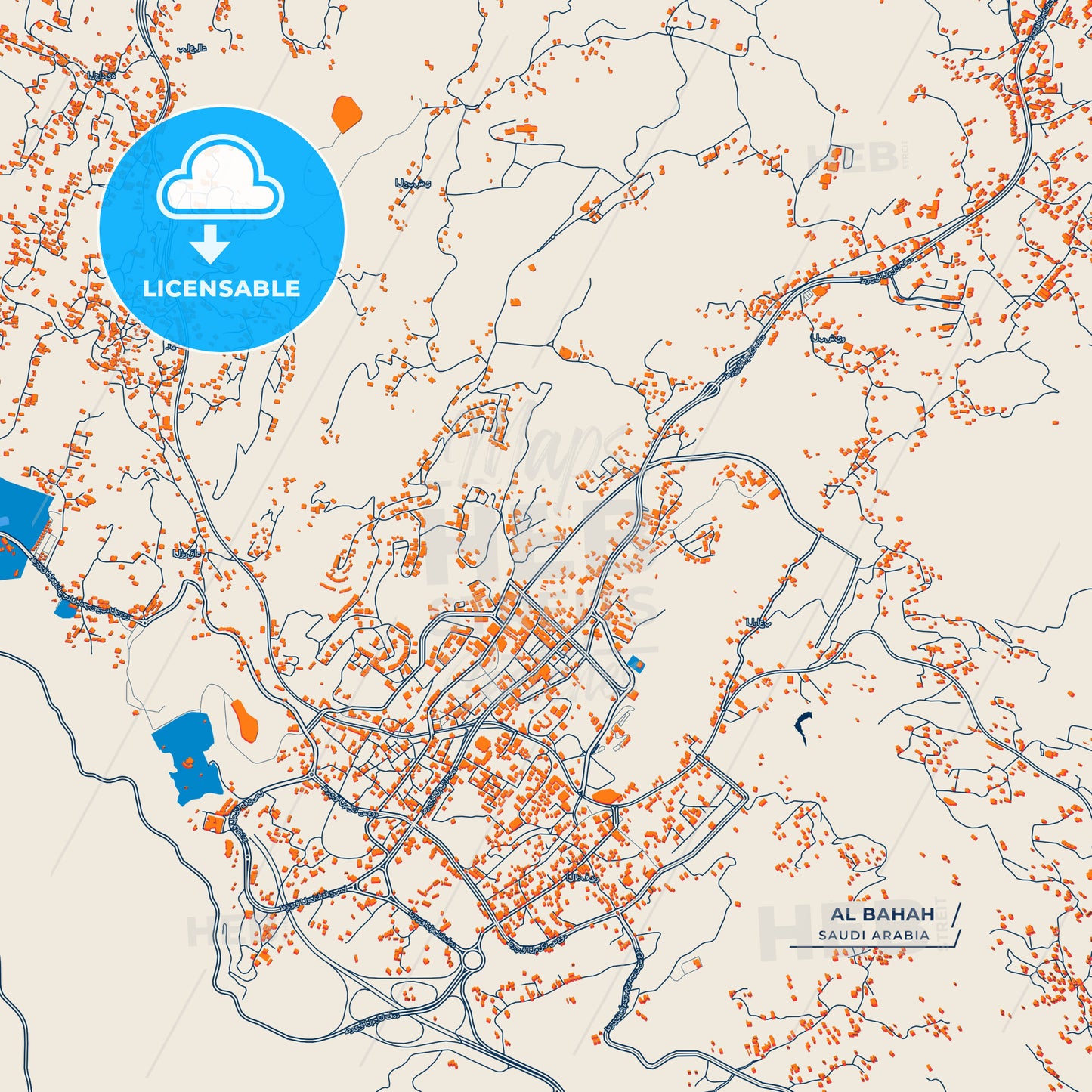 Canvas Print Template of Al Bahah Street Map