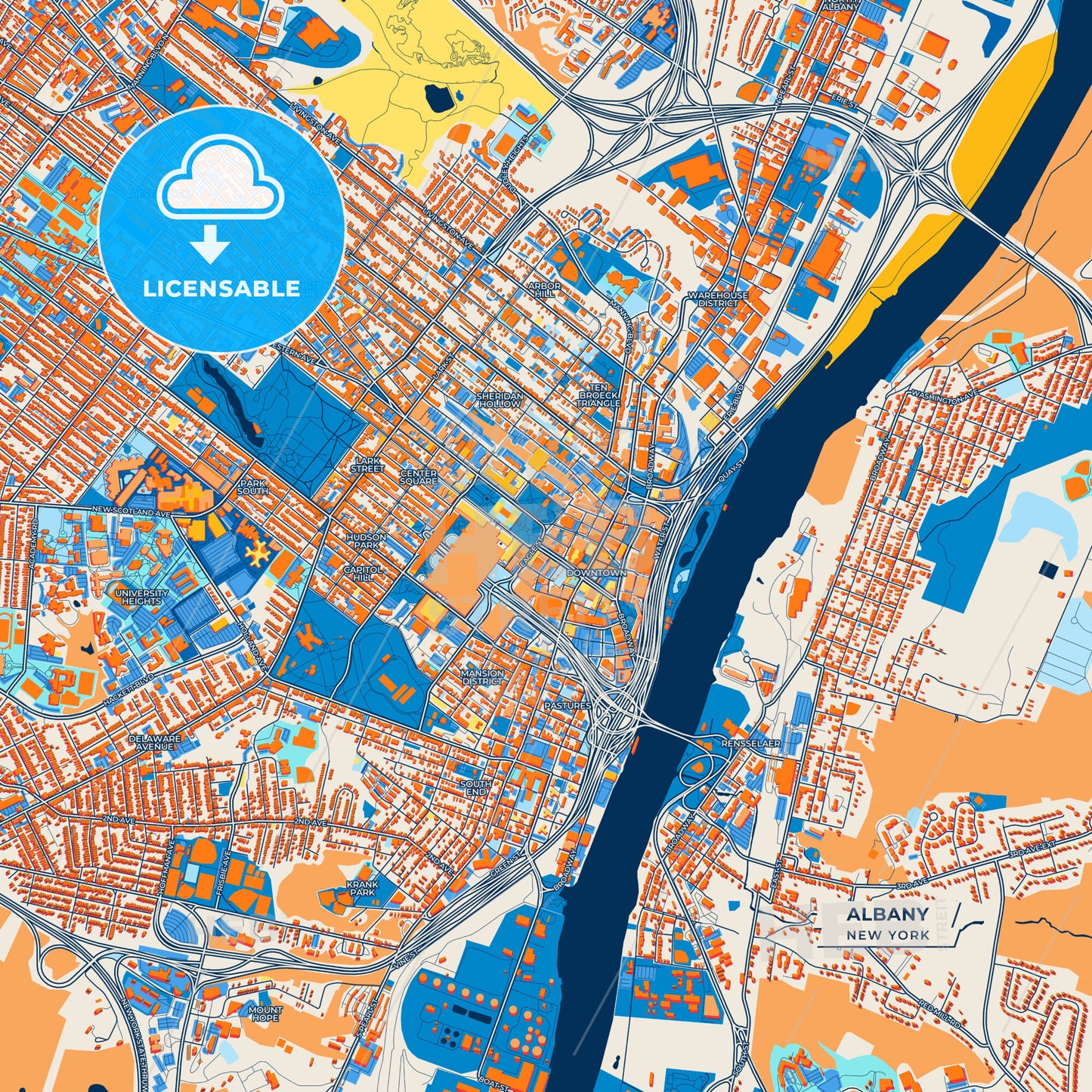 Canvas Print Template of Albany Street Map