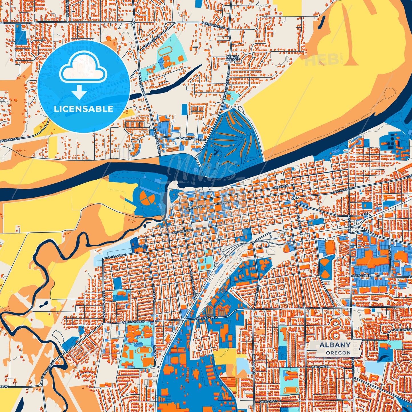 Canvas Print Template of Albany Street Map