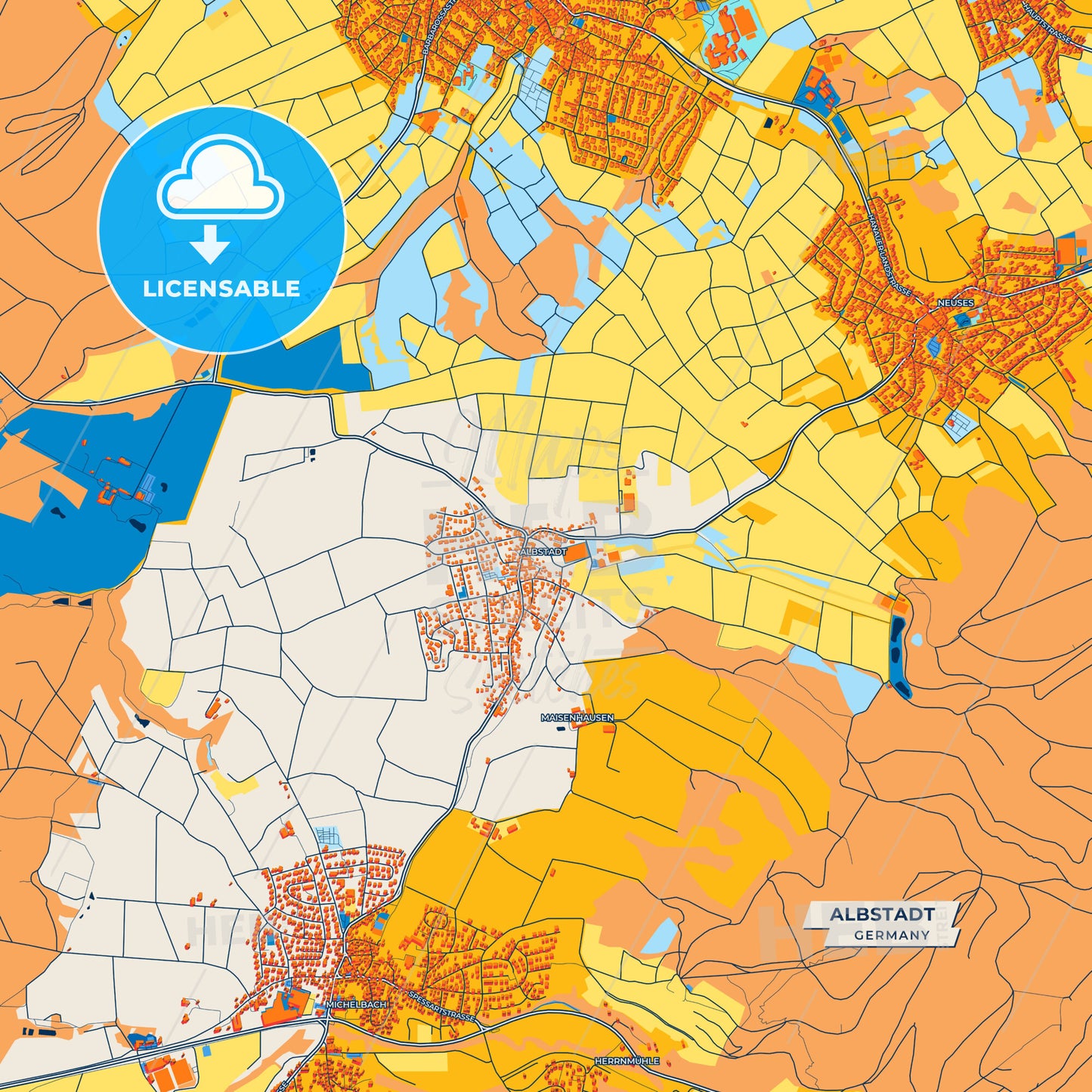 Canvas Print Template of Albstadt Street Map